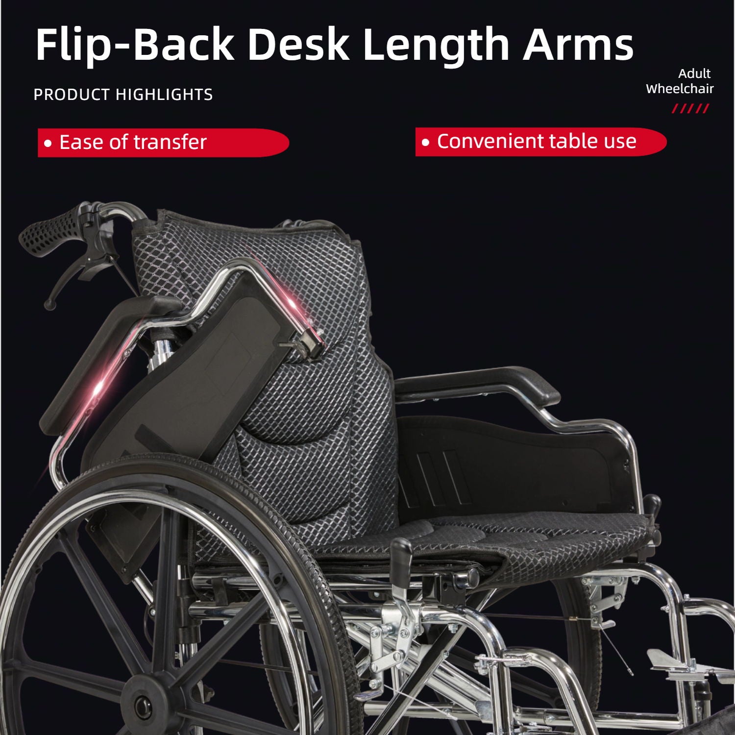 Heavy-Duty Manual Wheelchair For Adults With Double X Force Support
