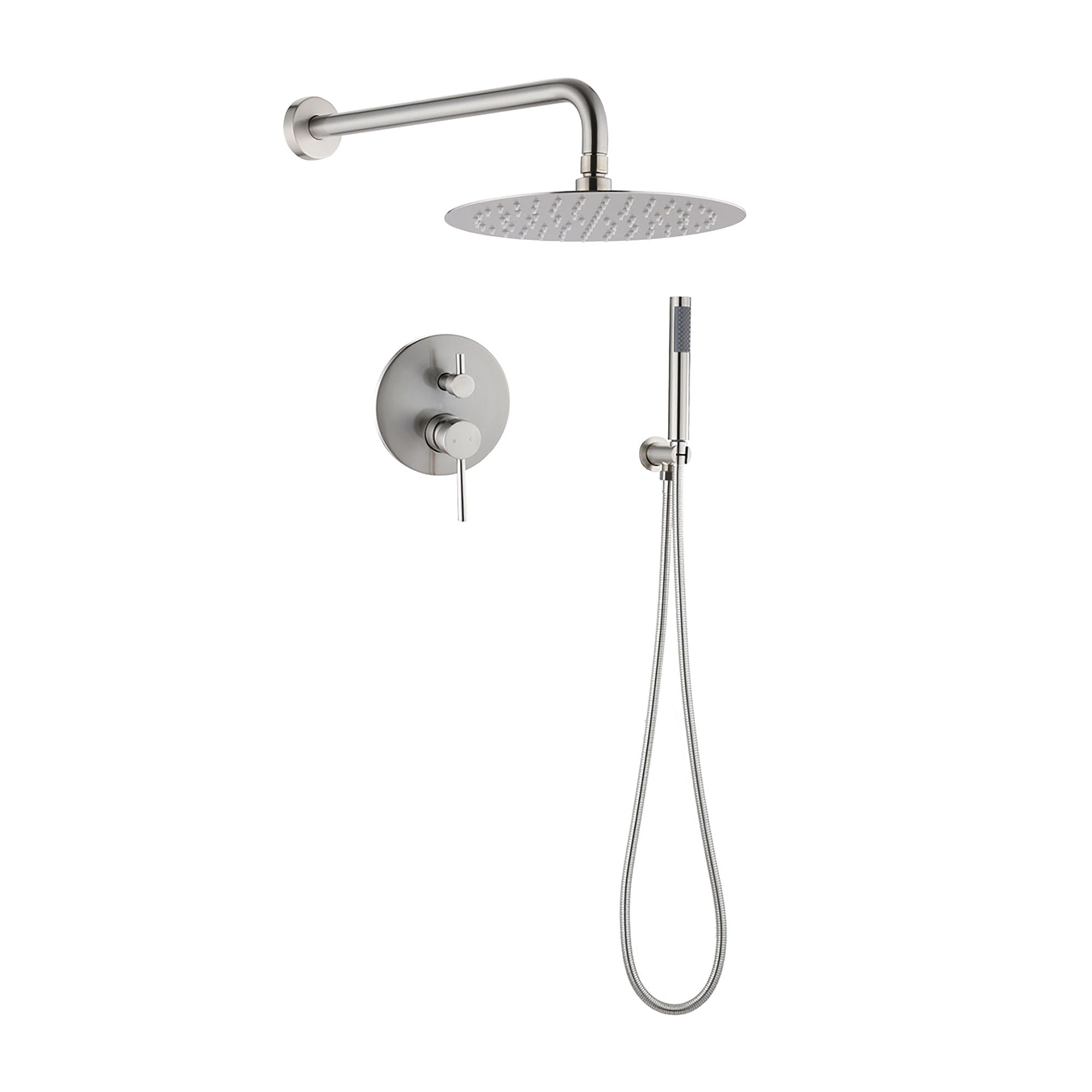 Elegant 10" Round Rain Shower Head And Handheld Set With Adjustable Tilt And Dual Modes - Brushed Nickel Silver