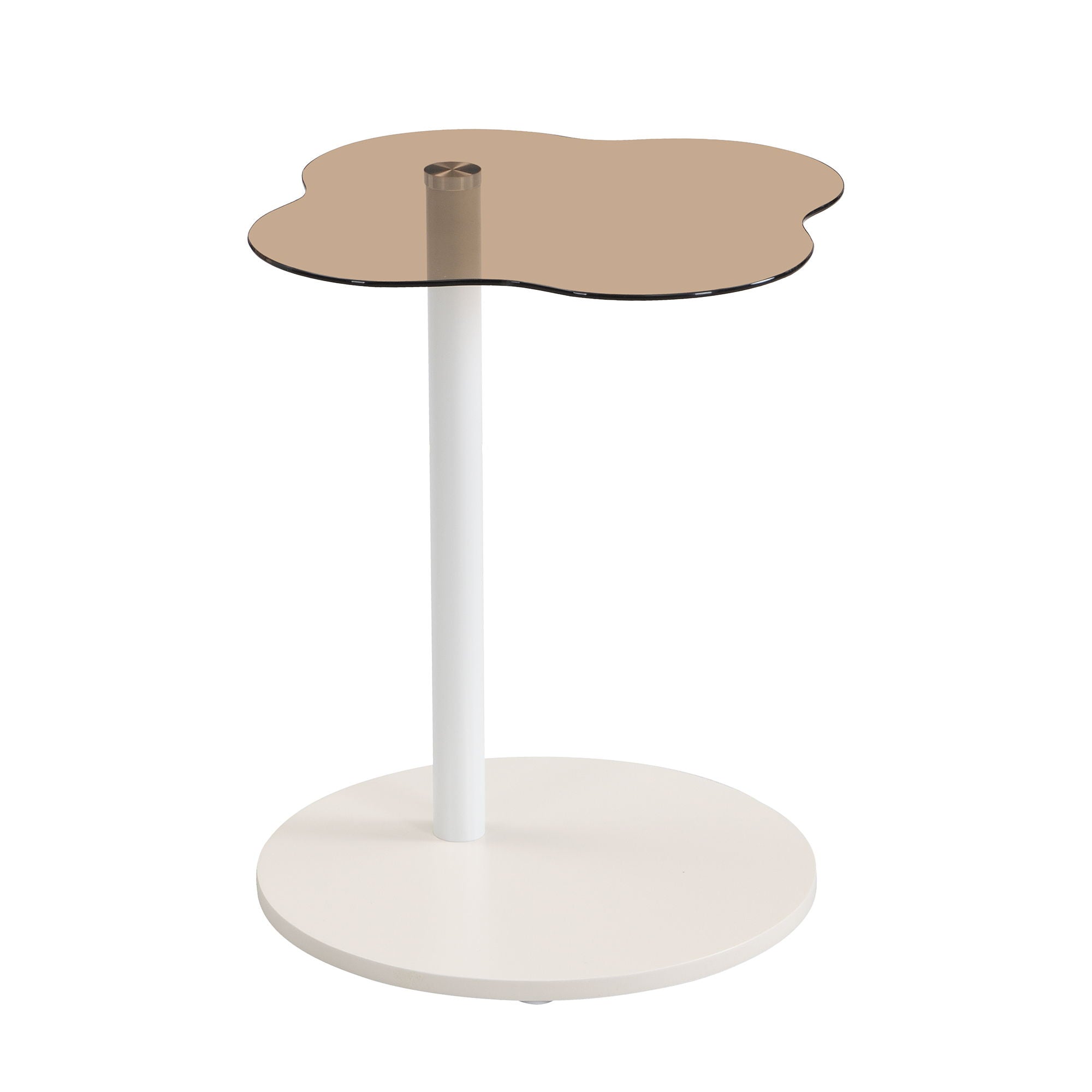 Modern Coffee Table (Set of 2), Irregular Shape Coffee Table With Four Roman Column Legs And End Table With Glass Top For Living Room - White