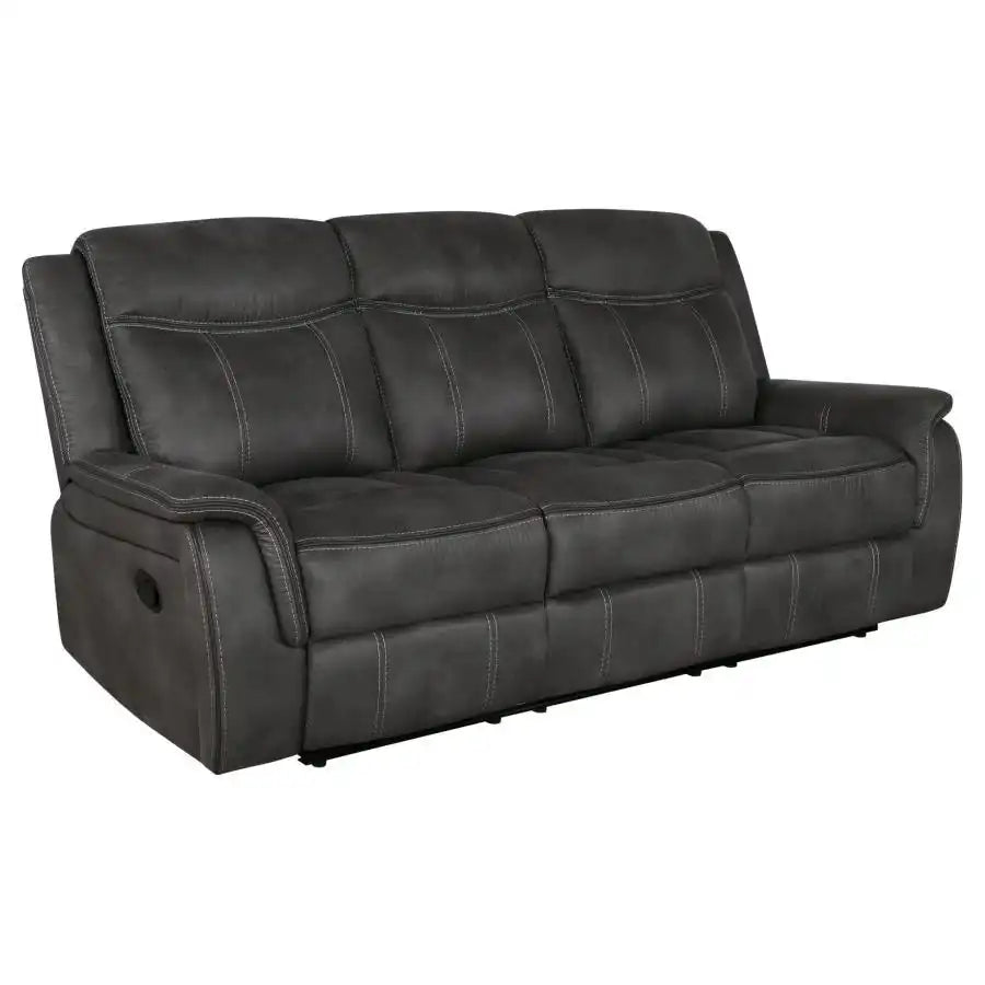Lawrence - Upholstered Padded Arm Reclining Sofa - Charcoal