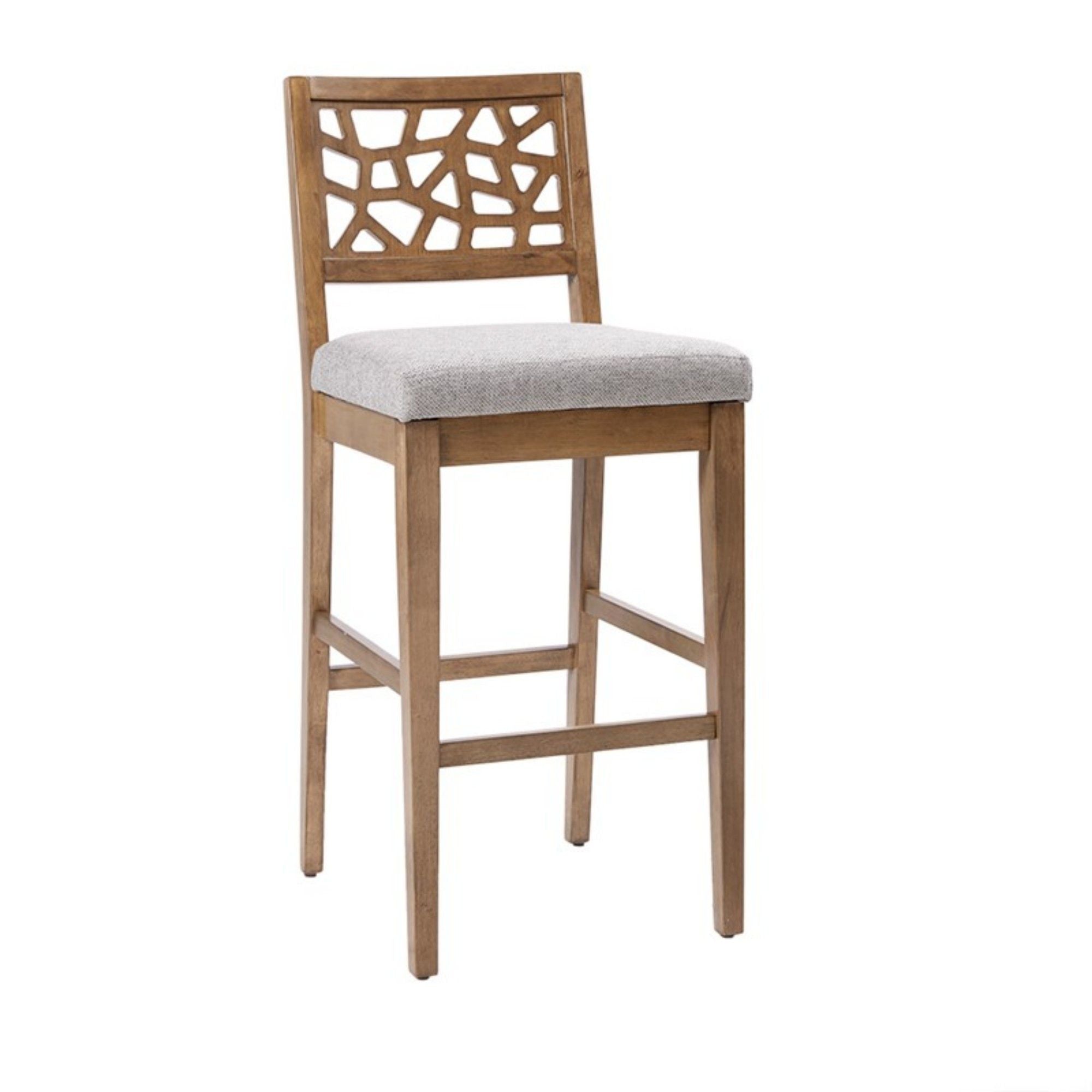 Carmel - Upholstered Barstool With Cracked Ice Pattern - Light Gray