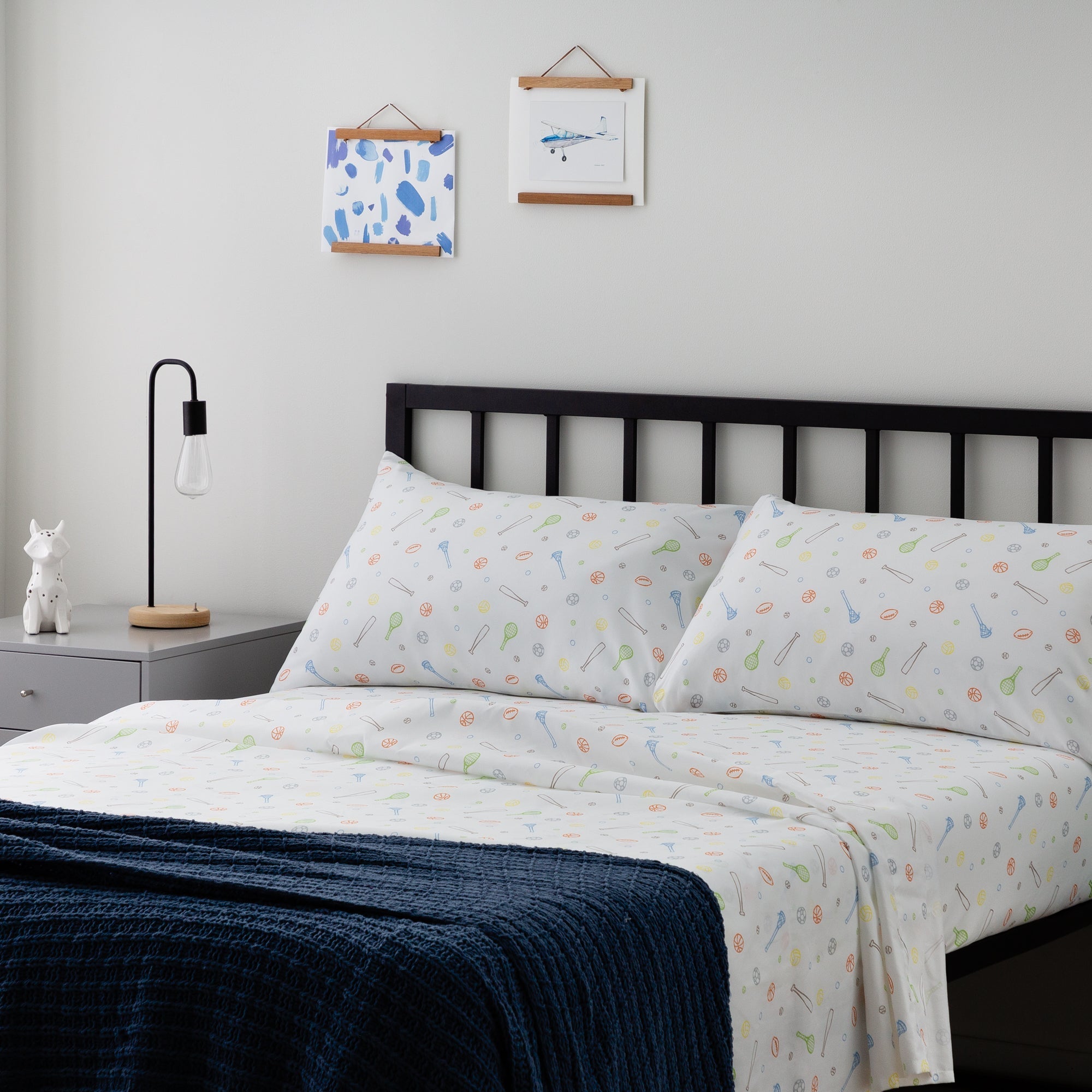 Linenspa Microfiber Twin Bed Sheet Set Sport Pattern