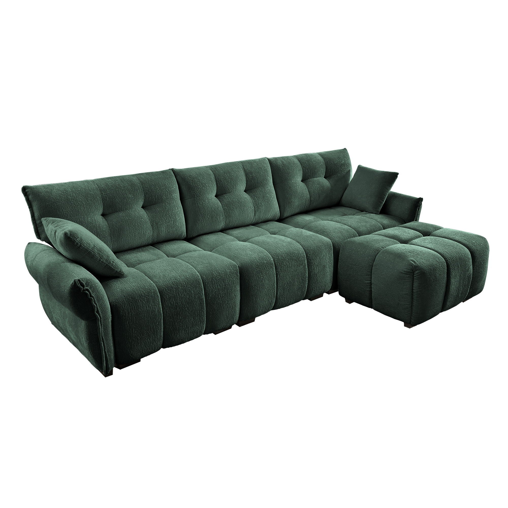 Sofa Set With Ottoman And Pillows, Textured, High Resilience Cushions