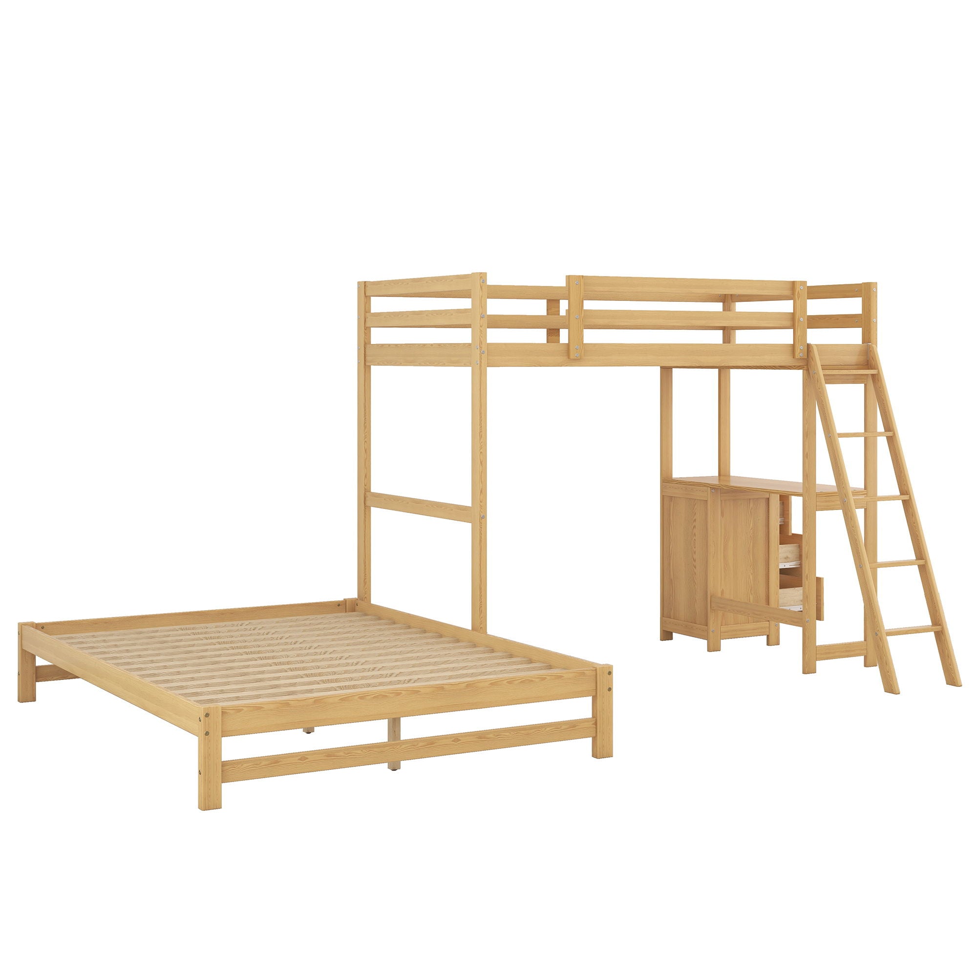 Bunk Bed With Built In Desk And 3 Drawers