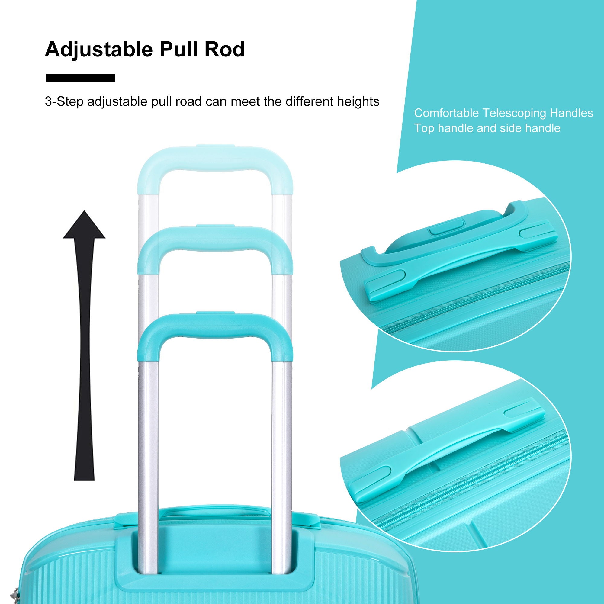 3 Piece Set Expandable Hardshell Suitcase Double Spinner Wheels