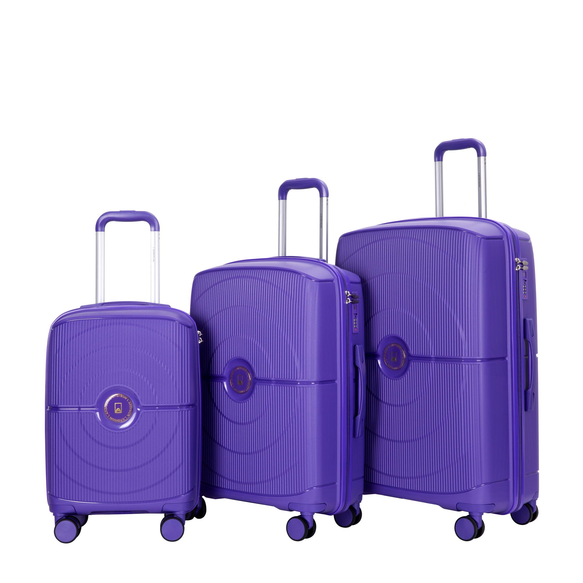 3 Piece Set Expandable Hardshell Suitcase Double Spinner Wheels