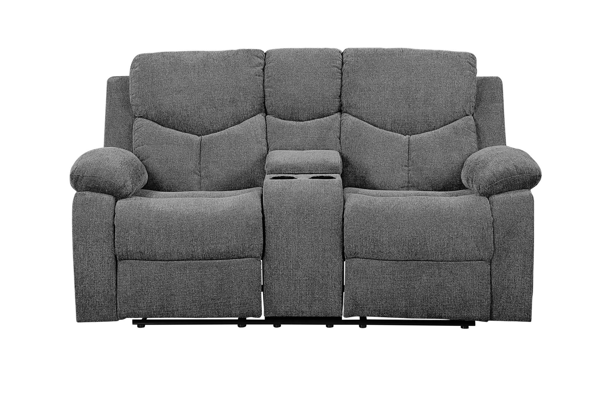 Kalen - Chenille Loveseat With Console - Gray - Best Buy Furniture