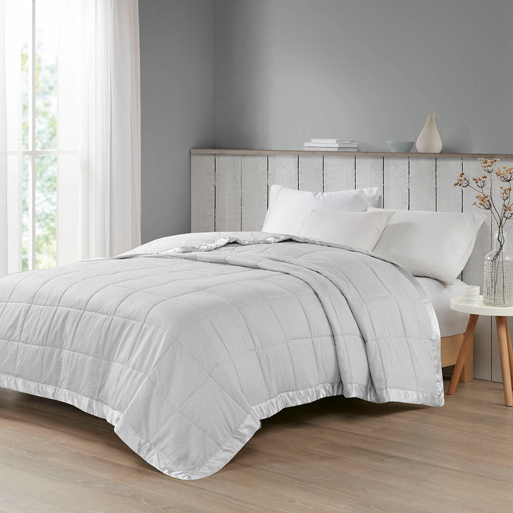 Oversized Down Alternative Blanket with Satin Trim