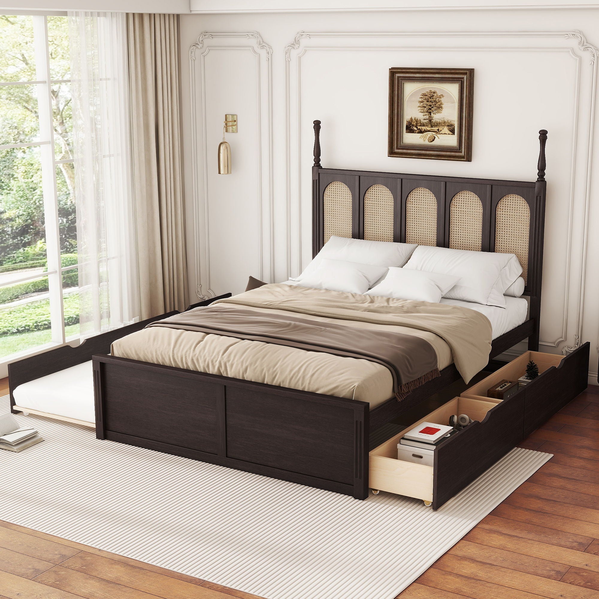 Platform Bed With With 2 Big Drawers With Trundle