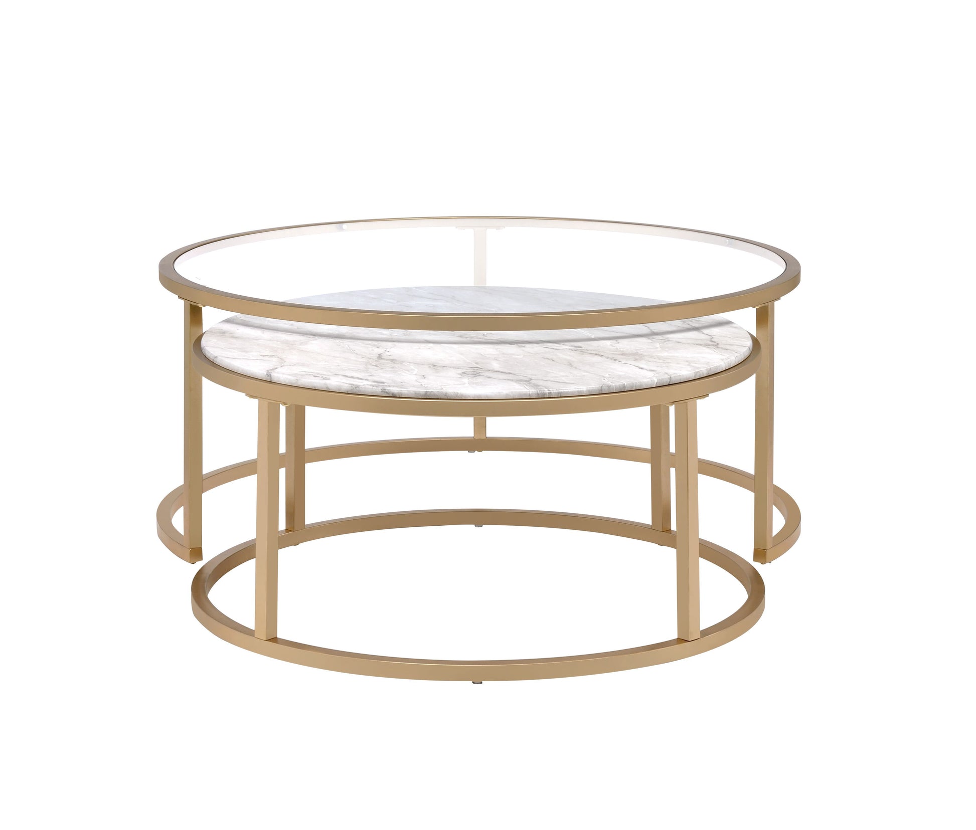 Shanish - Engineered Stone Top Nesting Table Set - Gold - Best Buy Furniture