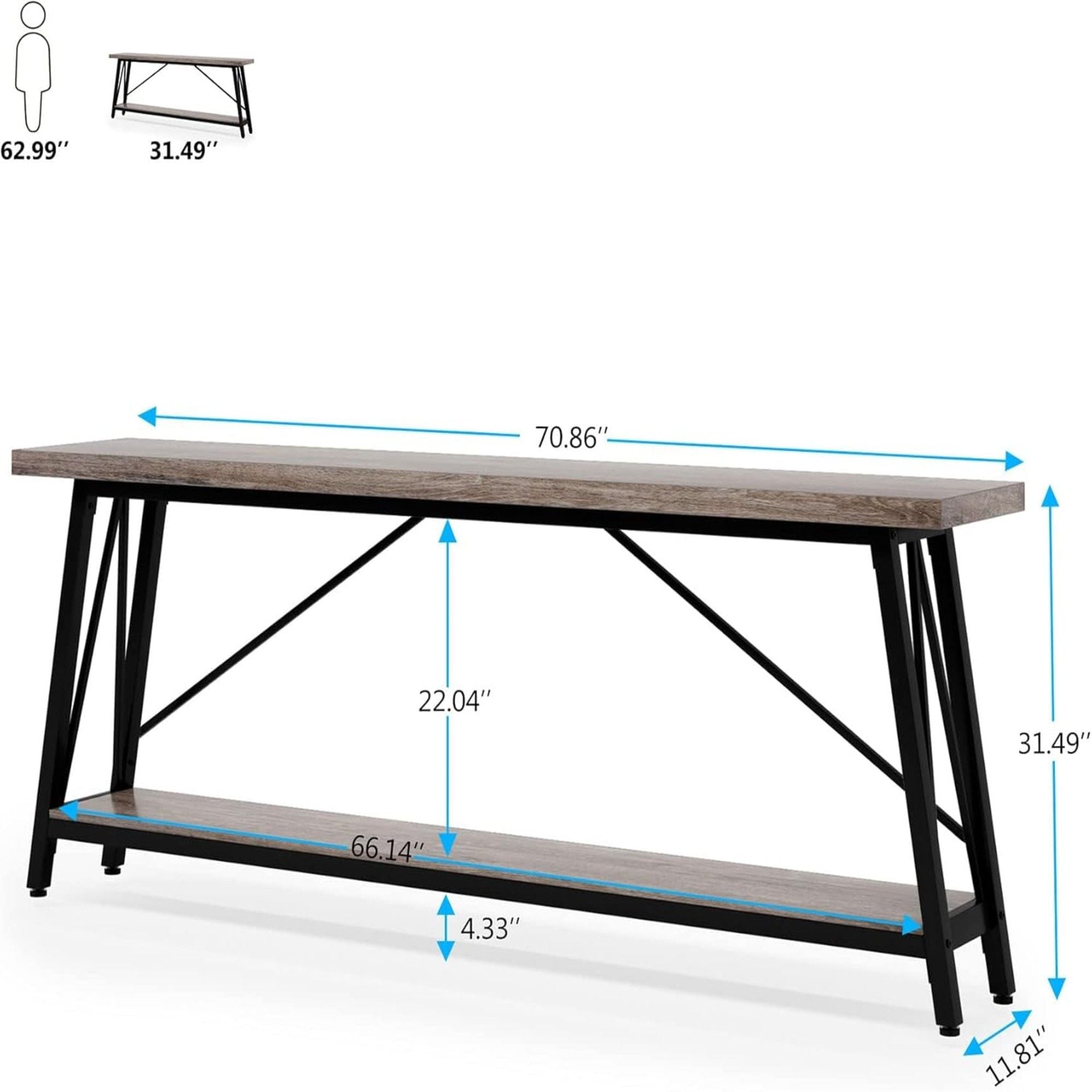 Sofa Table With Frame Extra Long Entryway Console