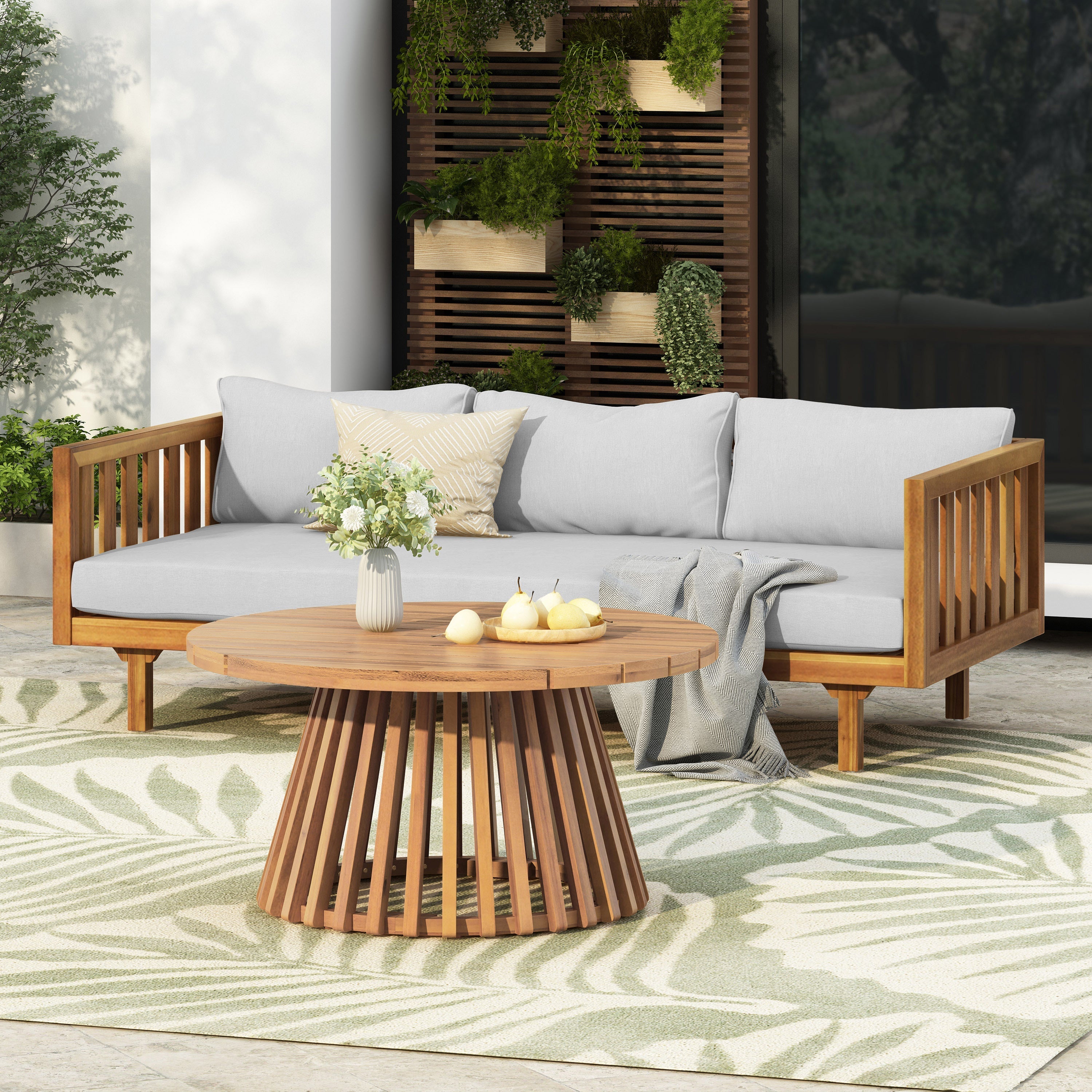 Claremont 3-Seater Daybed and Acacia Wood Patio Table Set