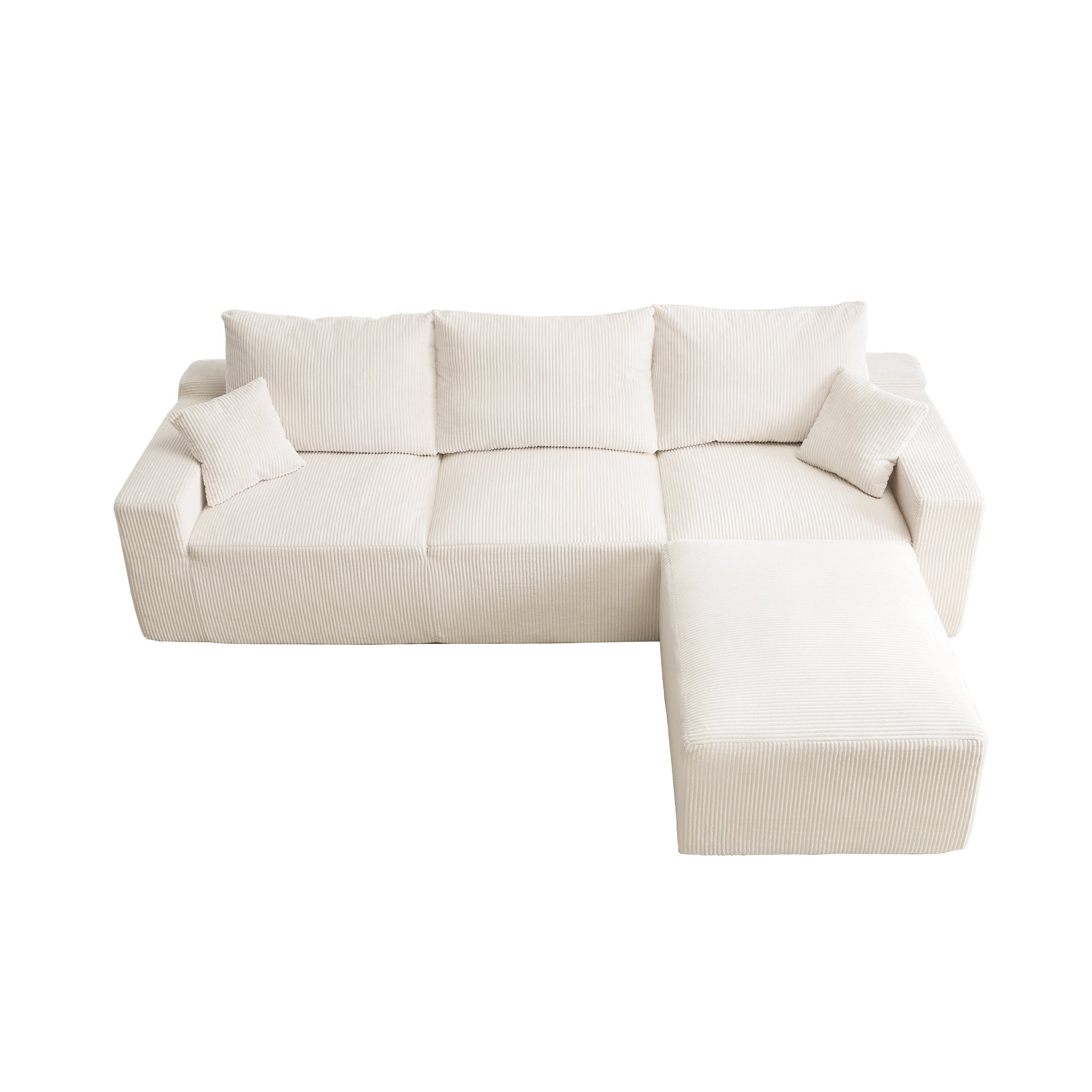 110" L-Shaped Sectional Sofa Full-Compression 3-Seater Cloud Couch with Chaise