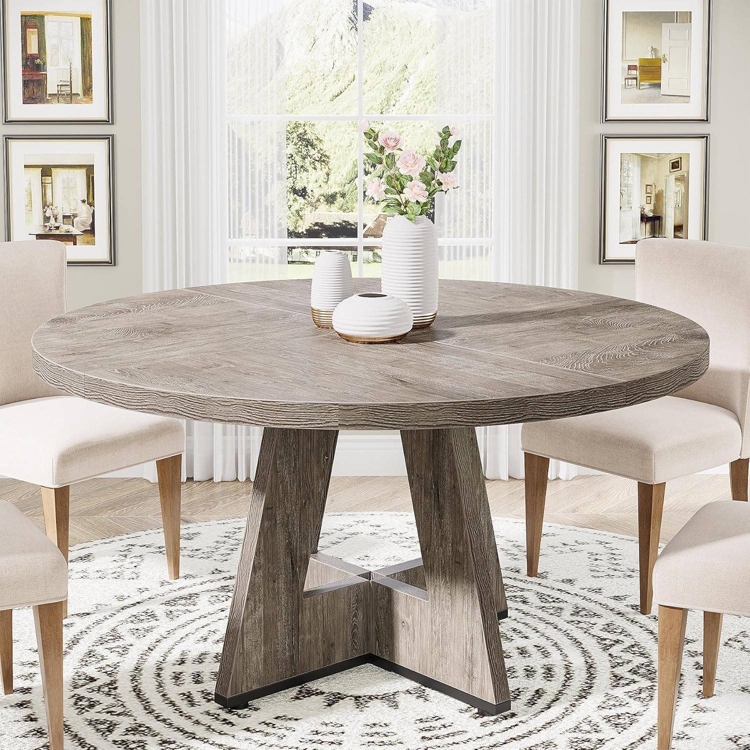 Round Dining Cross Base Kitchen Table