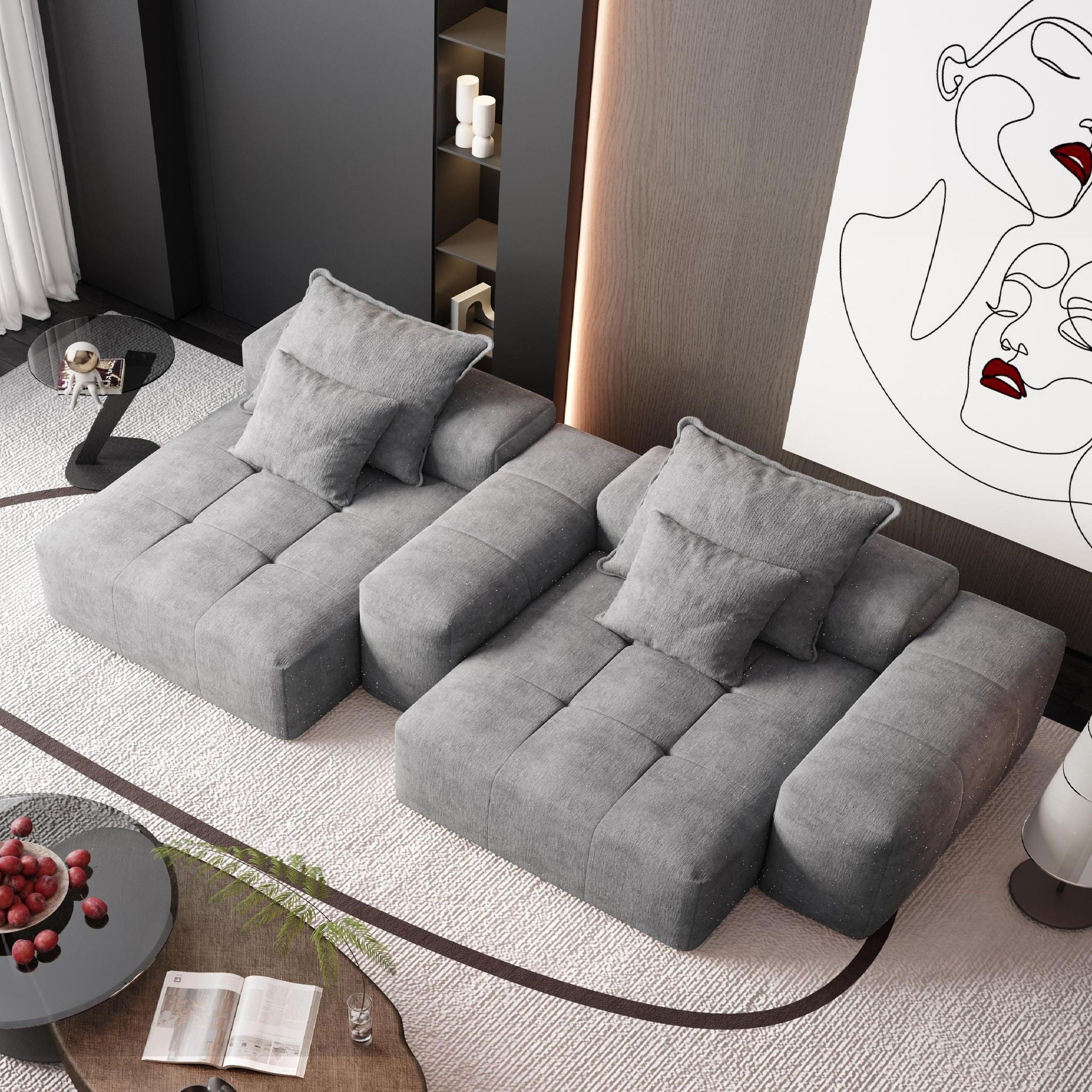 Modern Oversized Diy Combination Modular Sectional Sofa With Pillows