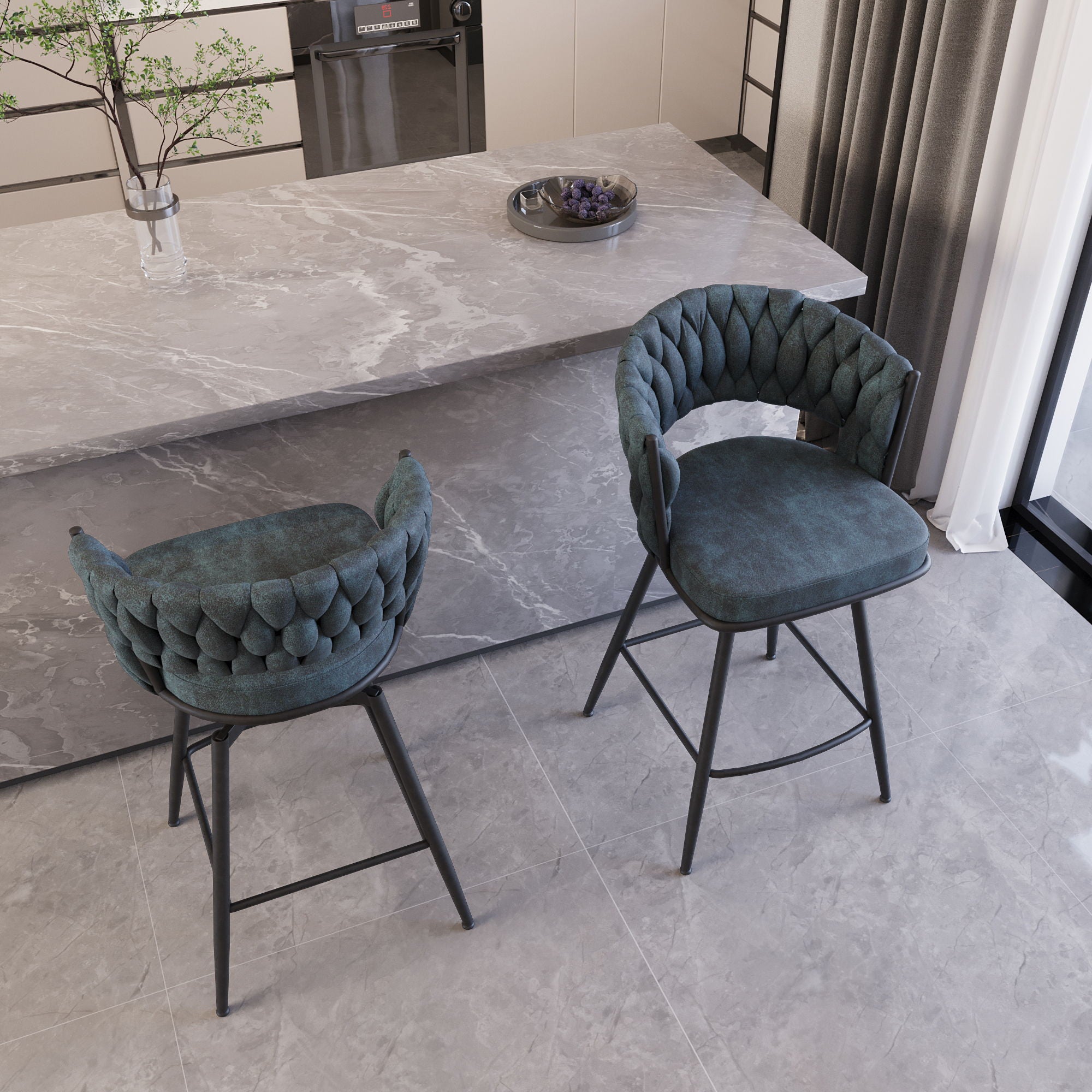 Bar Stool 360 Swivel With Back Footrest