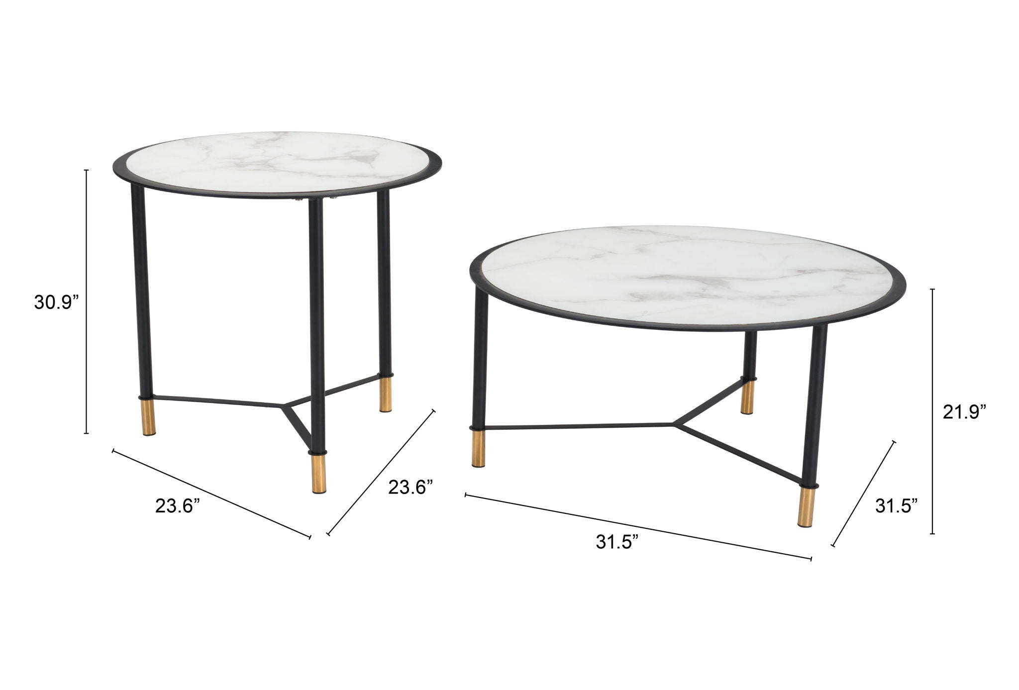 Davis - Coffee Tables (Set of 2) - White & Black