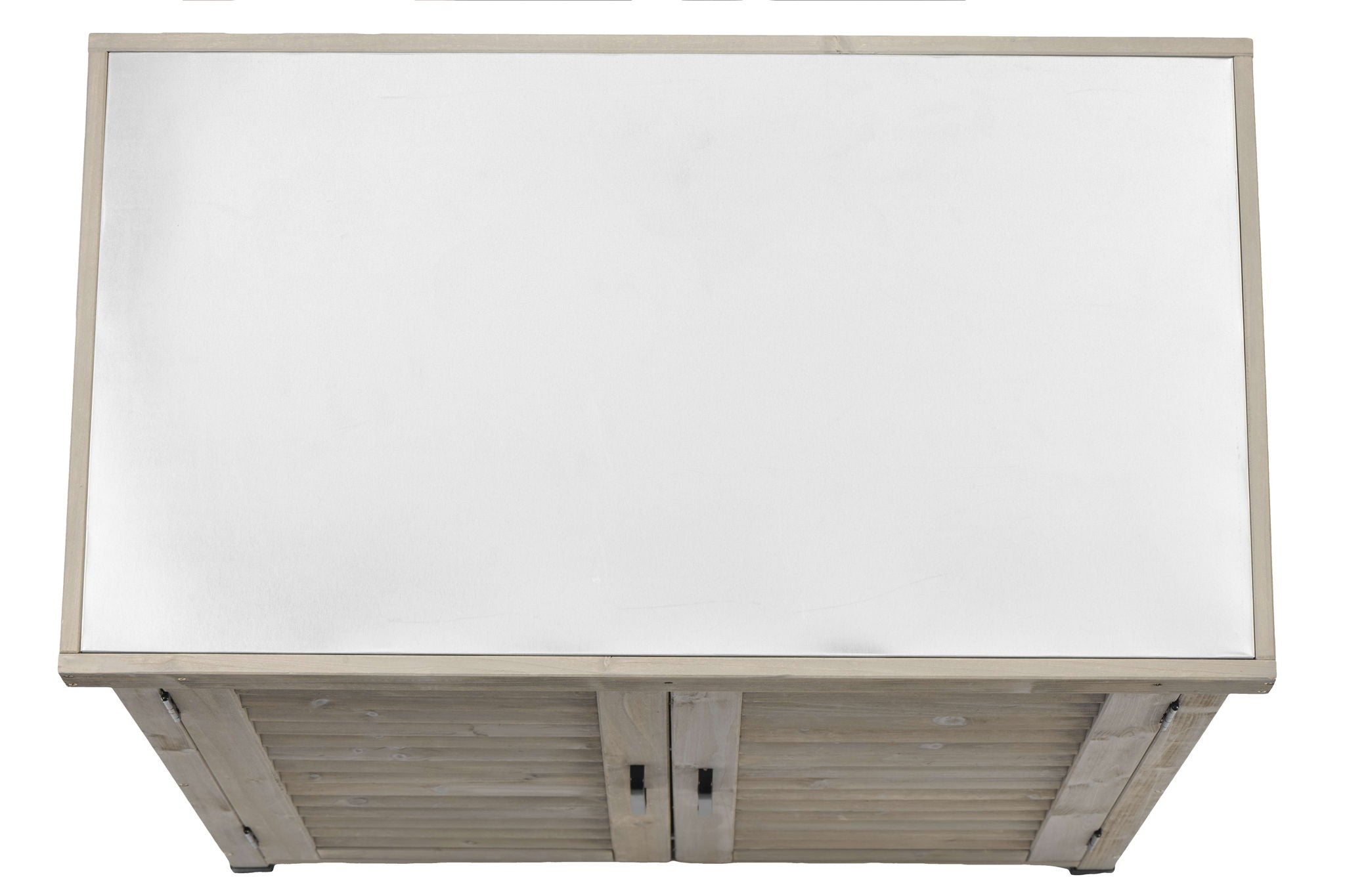 Potting Bench With Storage Cabinet And Metal Table Top For Outdoor