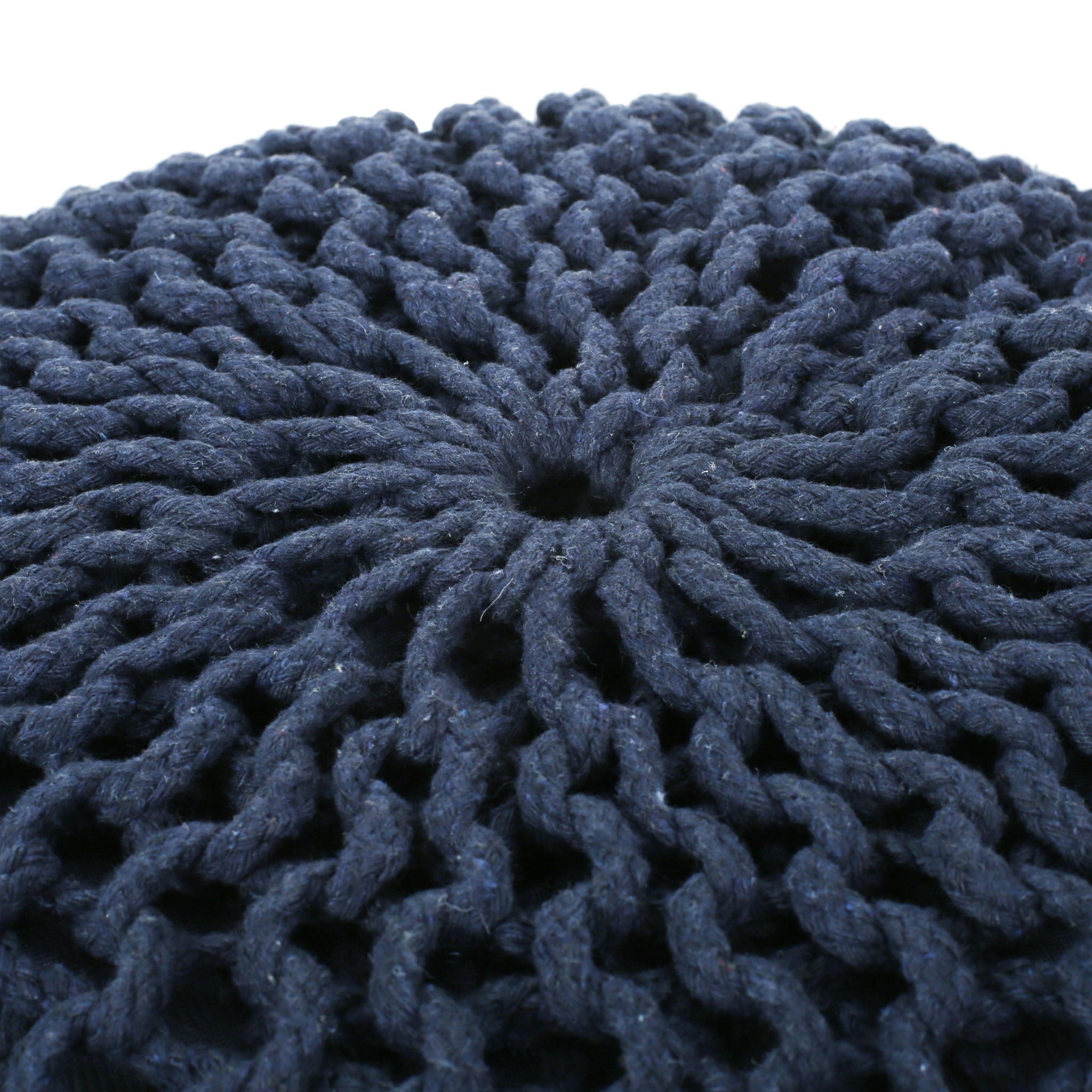 Bordeaux - Knitted Cotton Round Pouf Ottoman, Floor Cushion