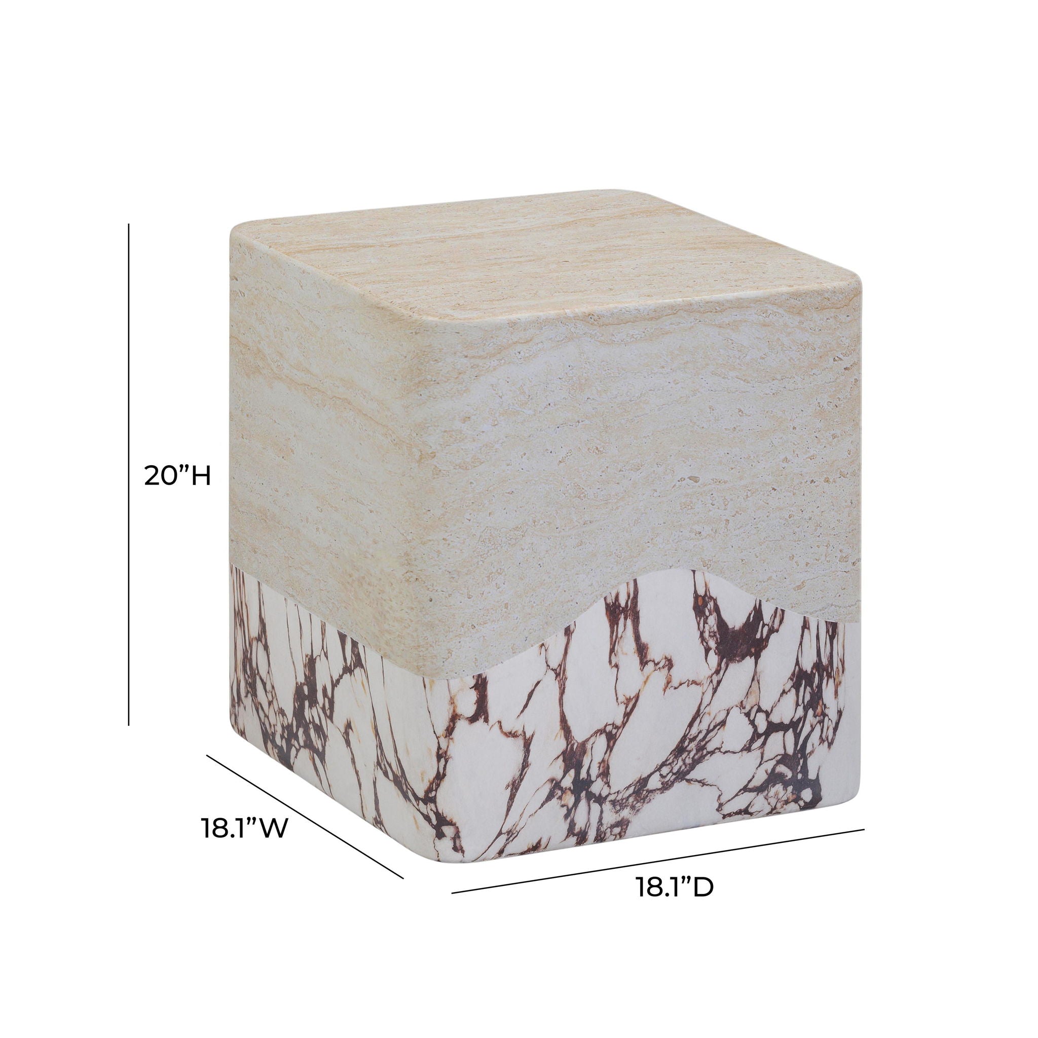 Brut - Concrete Indoor / Outdoor Side Table - Travertine & Breccia