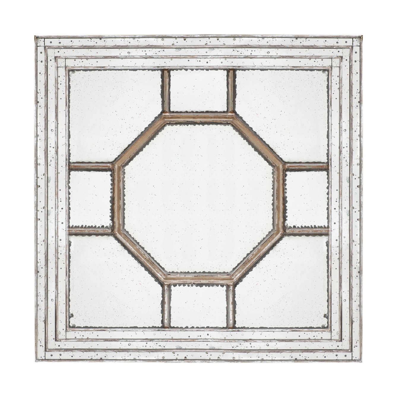 Antique Style Decorative Square Wall Mirror with Mirrored Frame