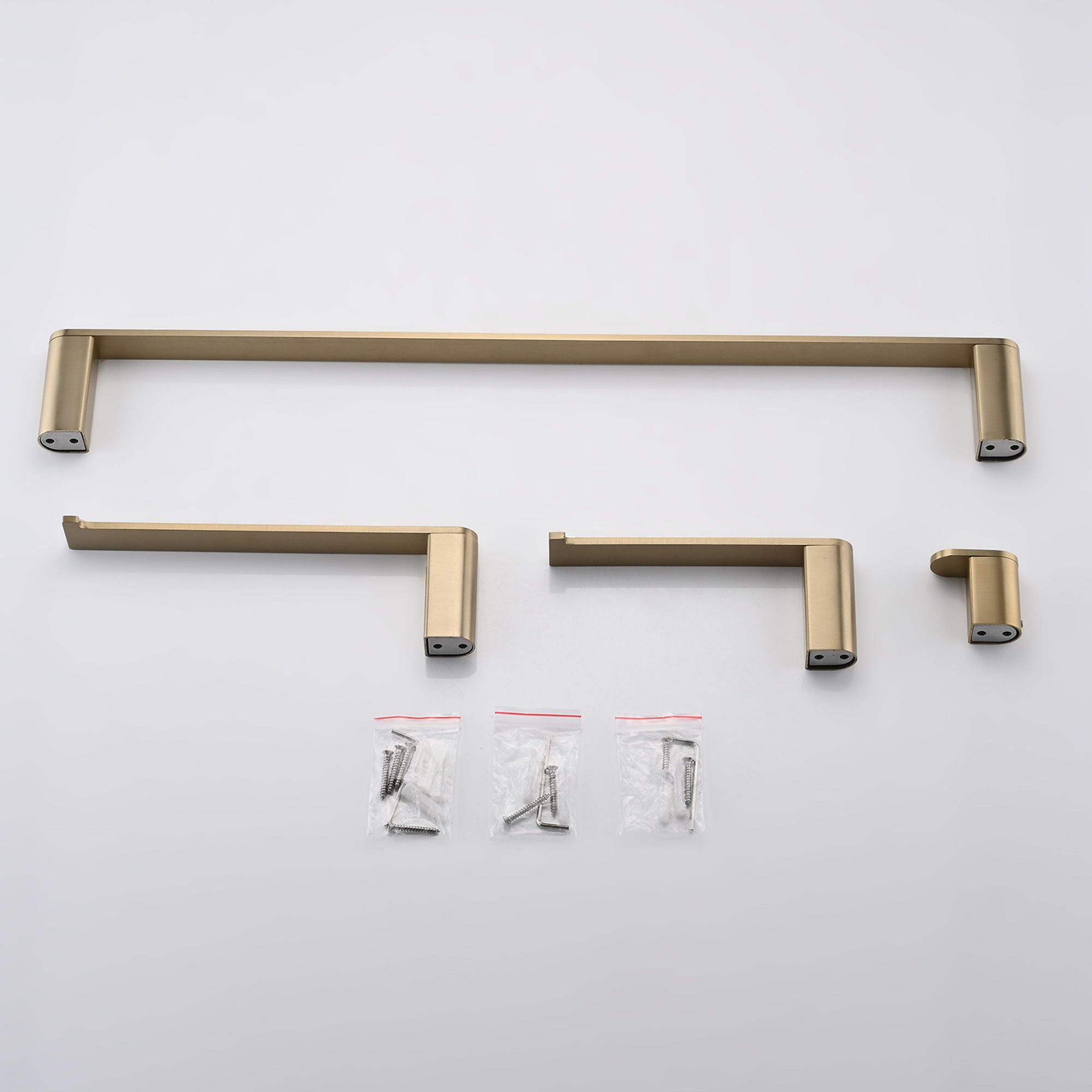 4 Pieces Bathroom Hardware Set Single Towel Bar, Towel Holder, Toilet Paper Holder, Stainless Steel - Brushed Gold