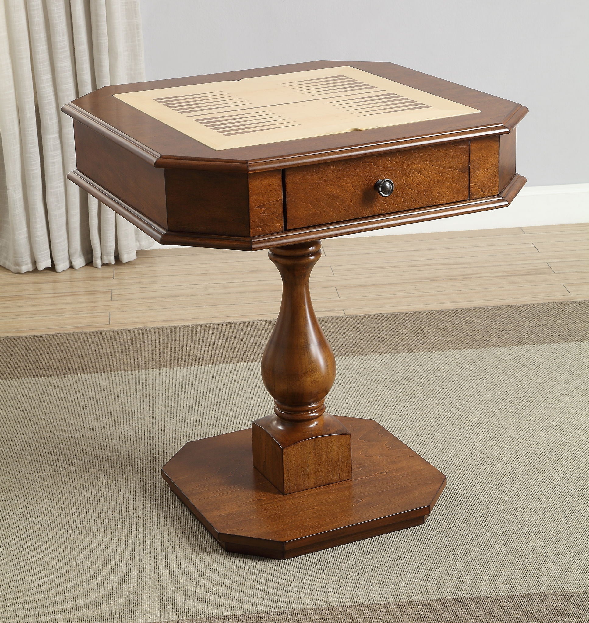 Bishop - Reversible Chess Checker Game Table With Game Tray (Chess Fingures Not Included)