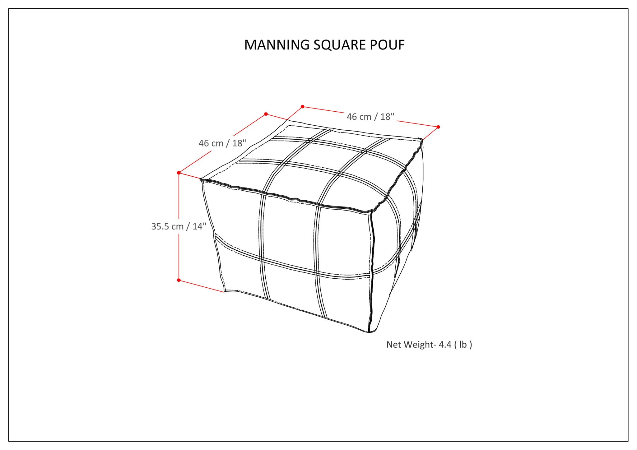 Manning - Square Pouf - Teal