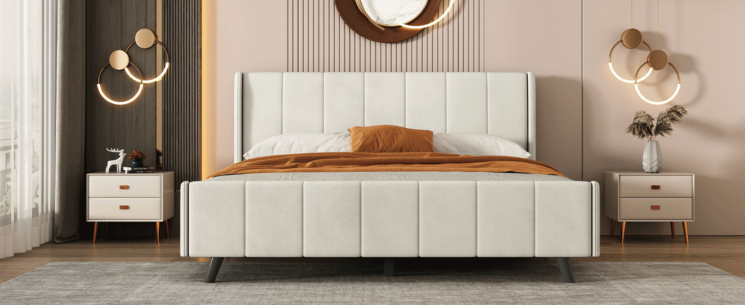 Upholstered Platform Bed Velvet