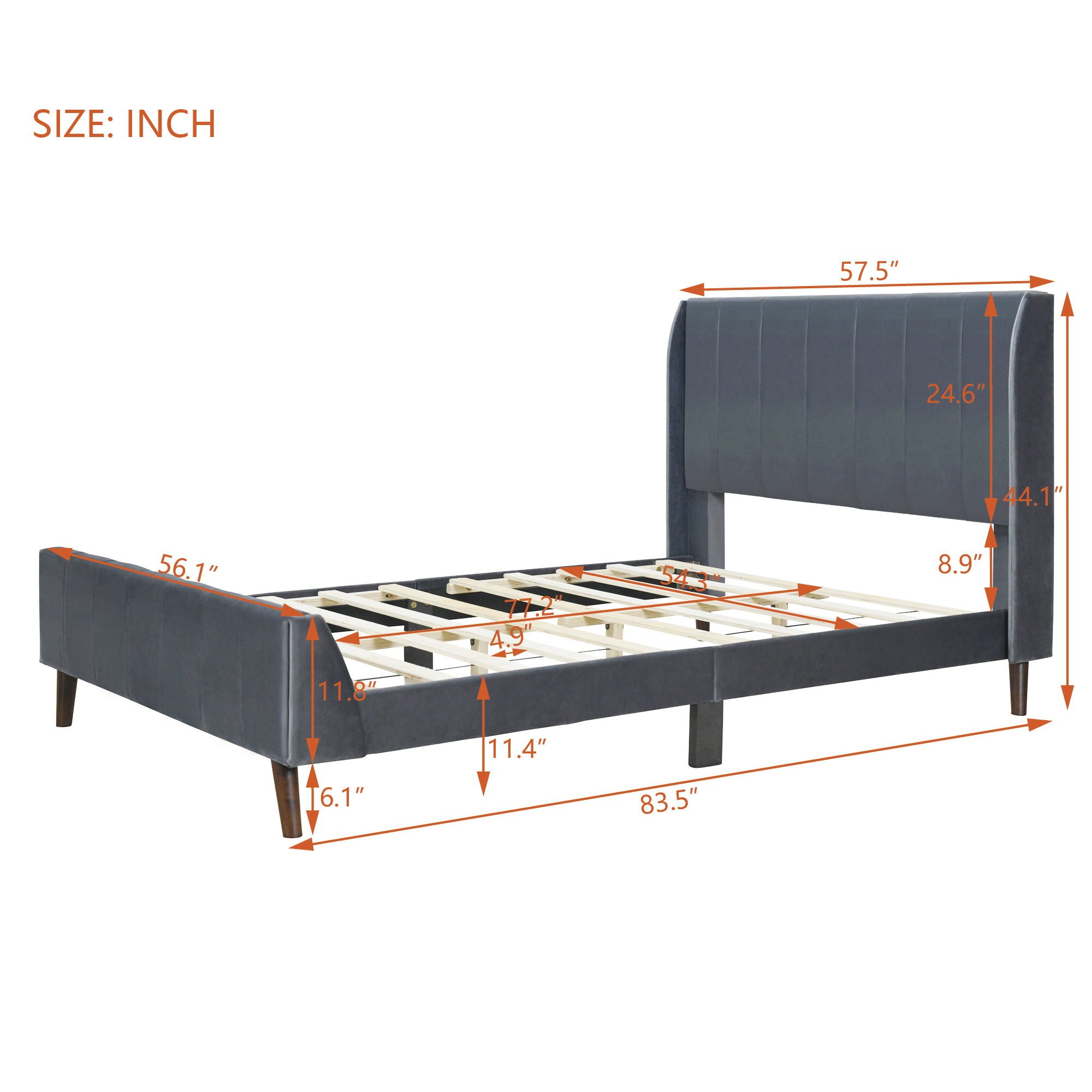 Upholstered Platform Bed Velvet