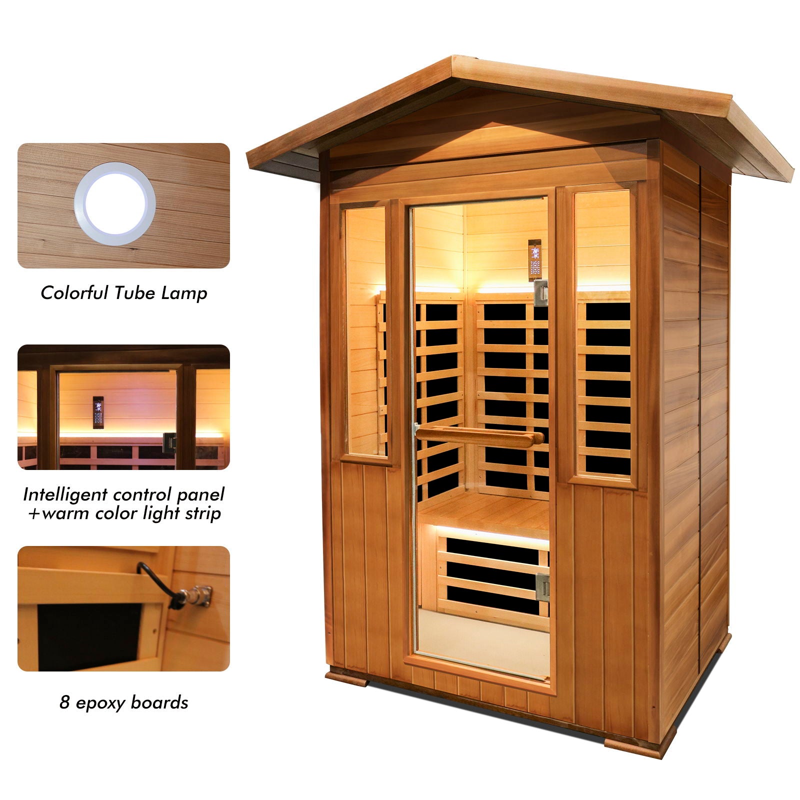 Outdoor DoubleCedar Far Infrared Sauna Room - Natural