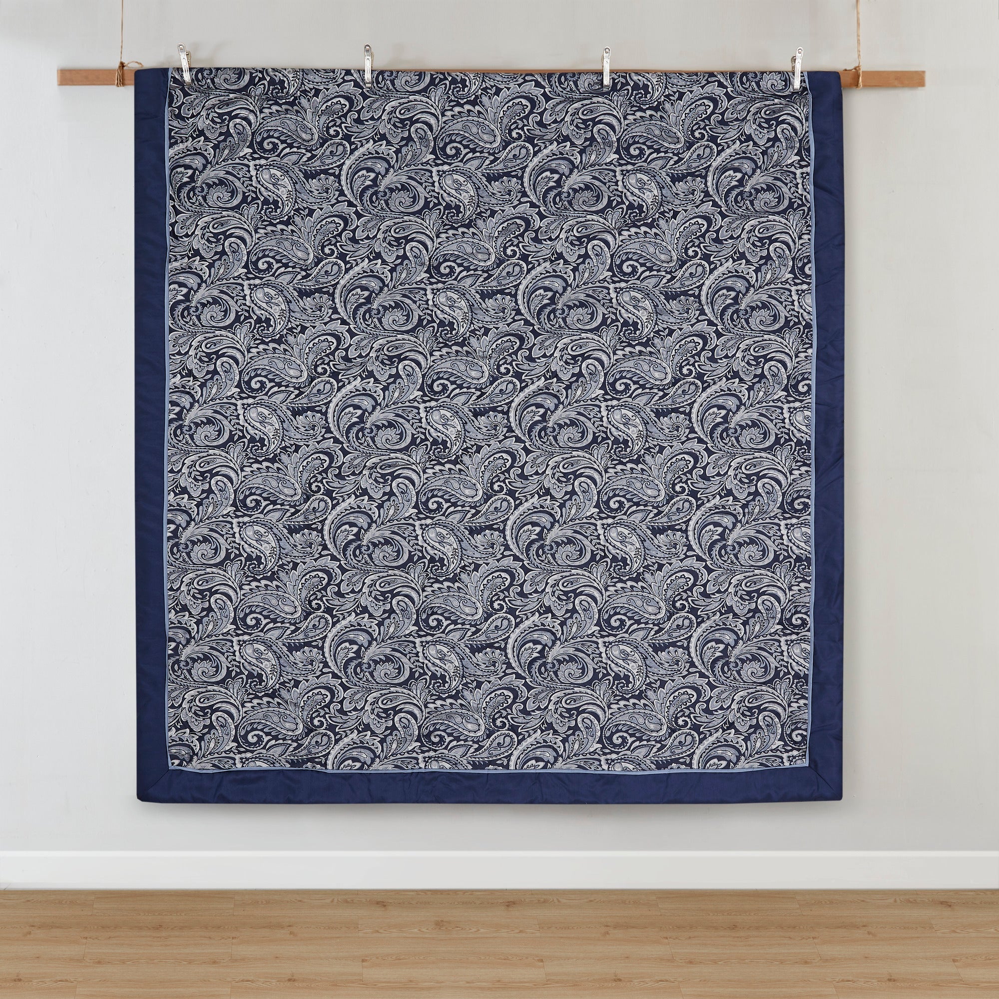 12 Piece Comforter Set with Cotton Bed Sheets Navy Cal King