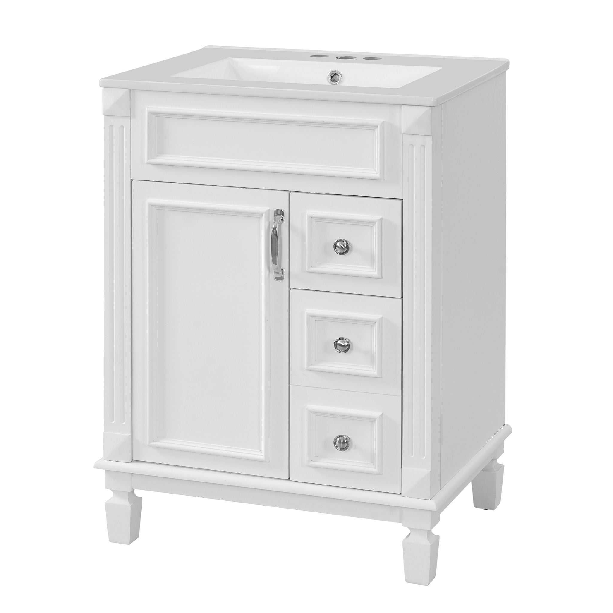 Bathroom Vanity With Sink, Compact Cabinet & 2 Drawers And Adjustable Shelf