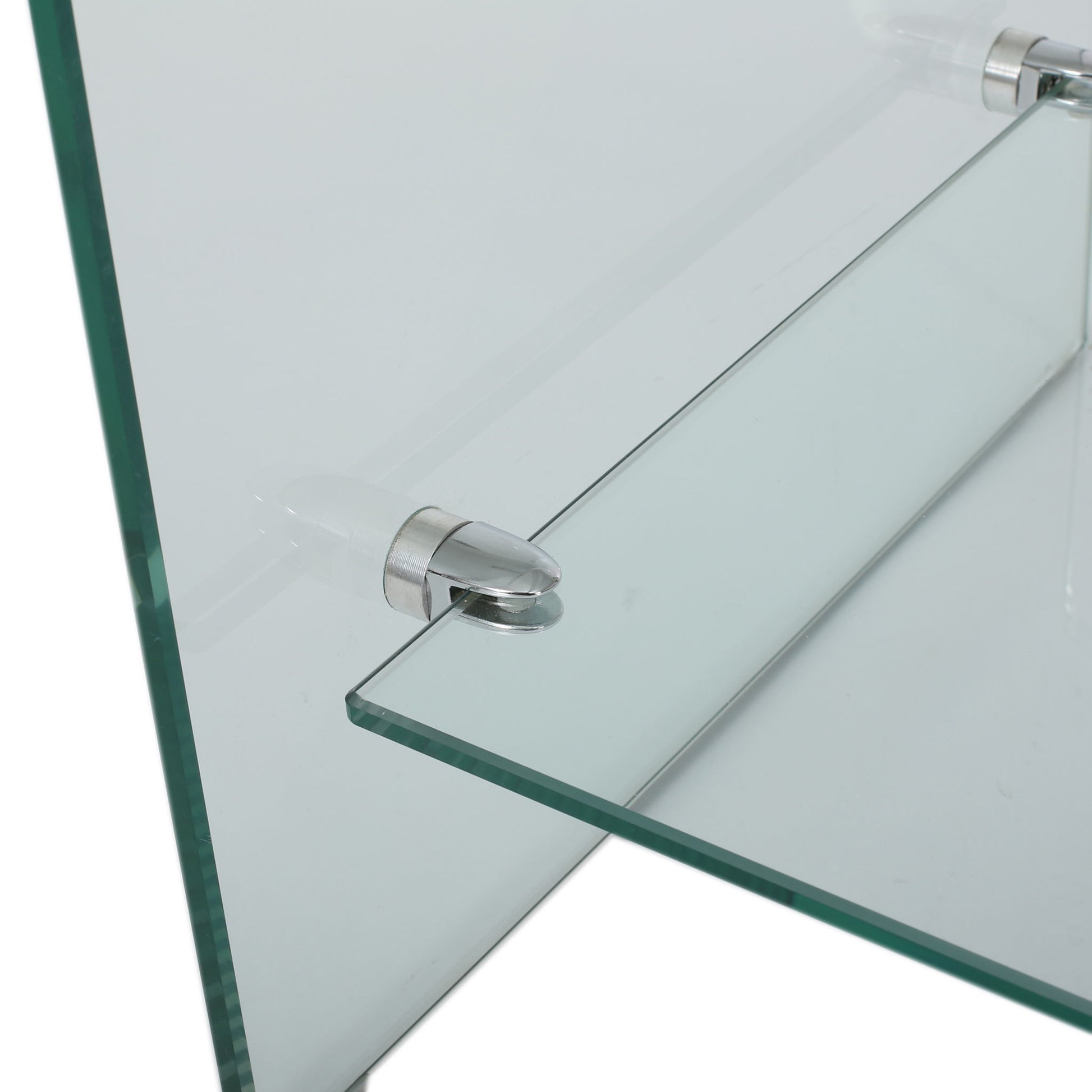 Modern Tempered Glass TV Stand With Shelf And Open Back Design - Clear - Best Buy Furniture