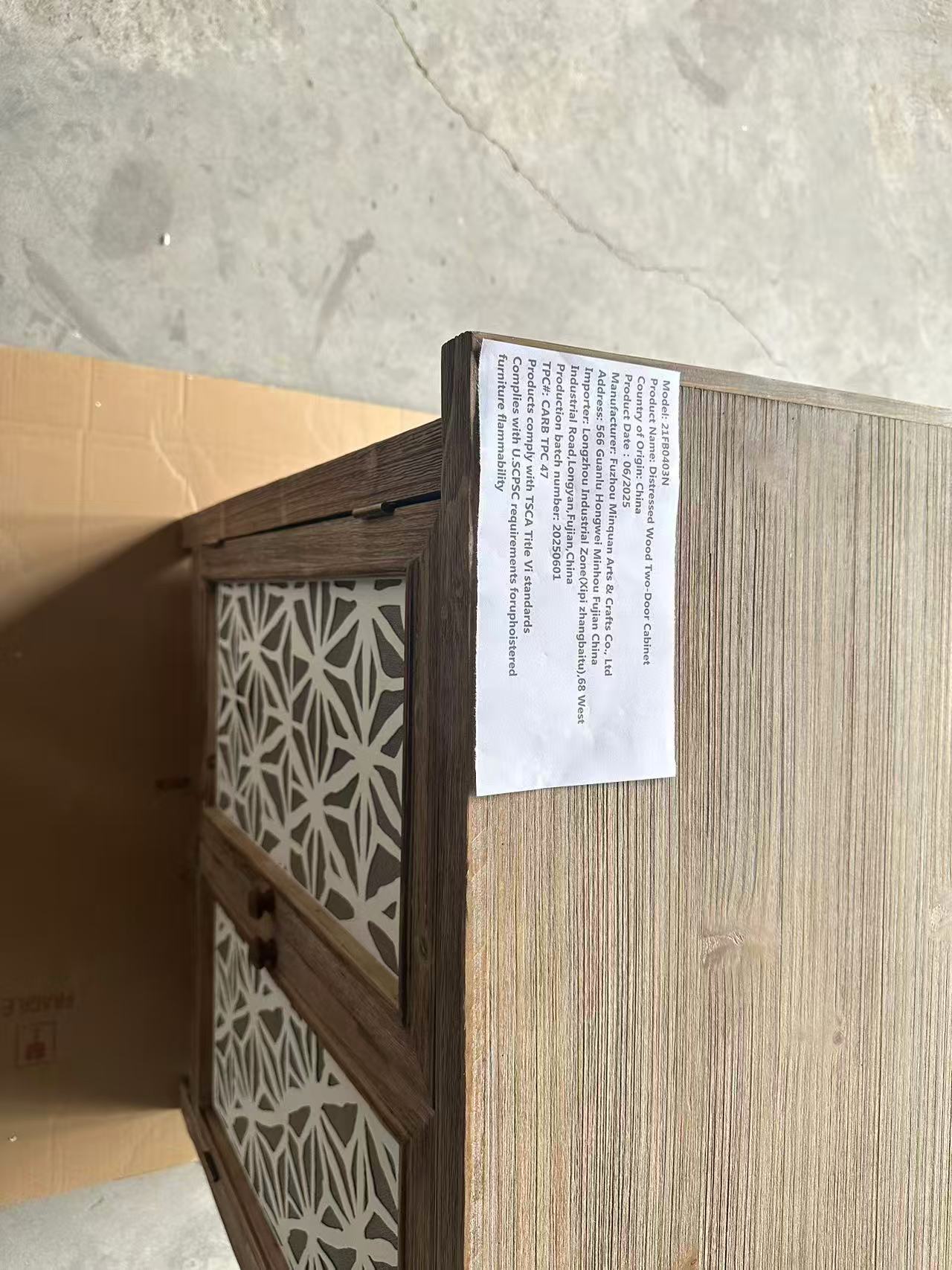 Rustic Natural Aged Brown Solid Wood Transitional Storage Cabinet – 31.89'