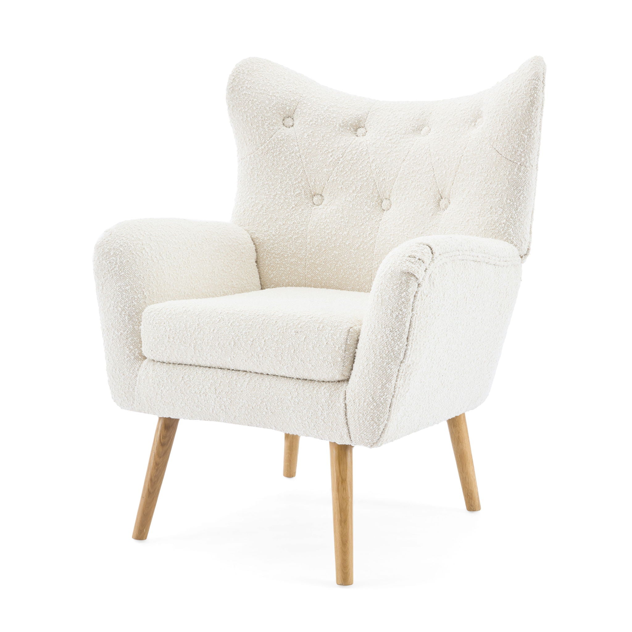 Mid - Century Modern Arm Chair With Wingback Design Wood Legs