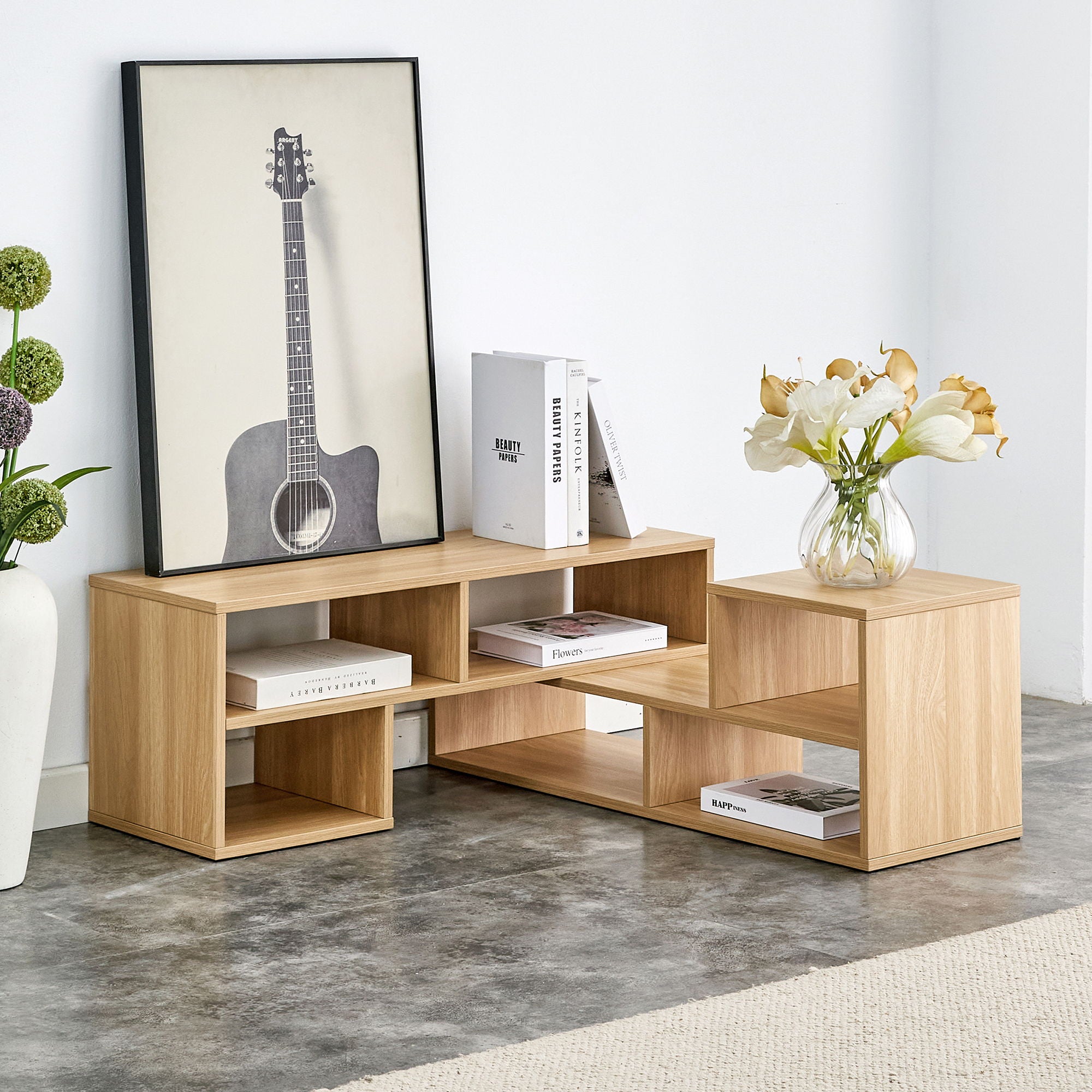 Cube TV Stand With Open Storage And 2 Shelves
