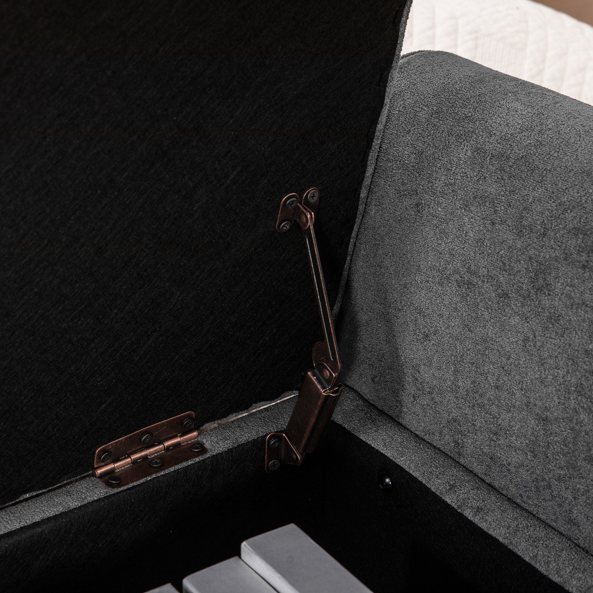 Wide Modern Upholstered Storage Bench With Rolled Armrest