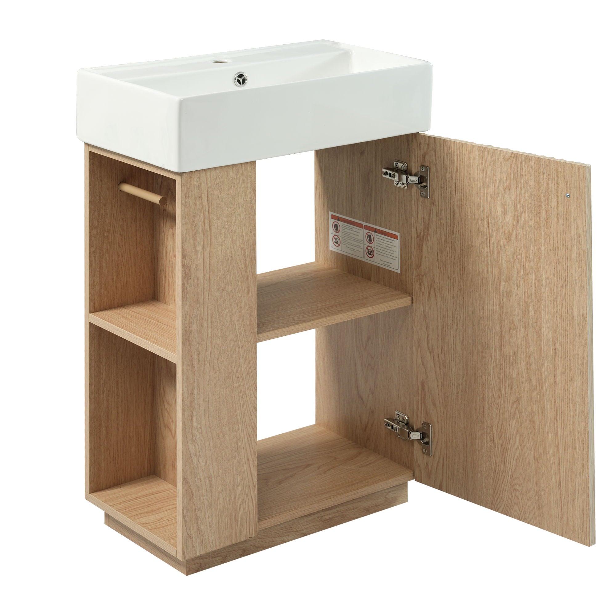 Bathroom Vanity With Sink, 21.6" Freestanding Wood Grain Cabinet With Storage Ideal For Small Bathrooms - Wood