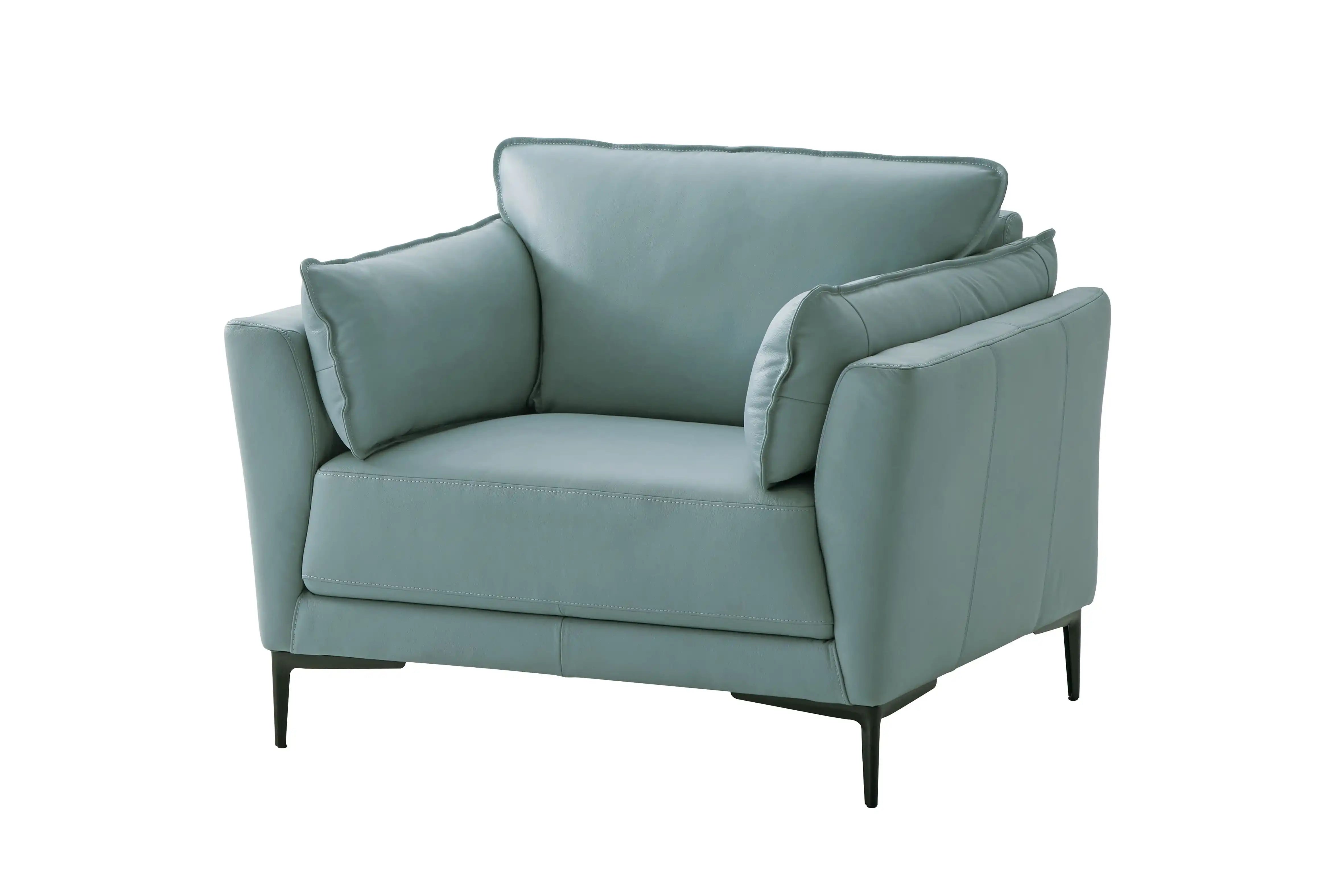 Mesut - Top Grain Leather Chair - Green - Best Buy Furniture