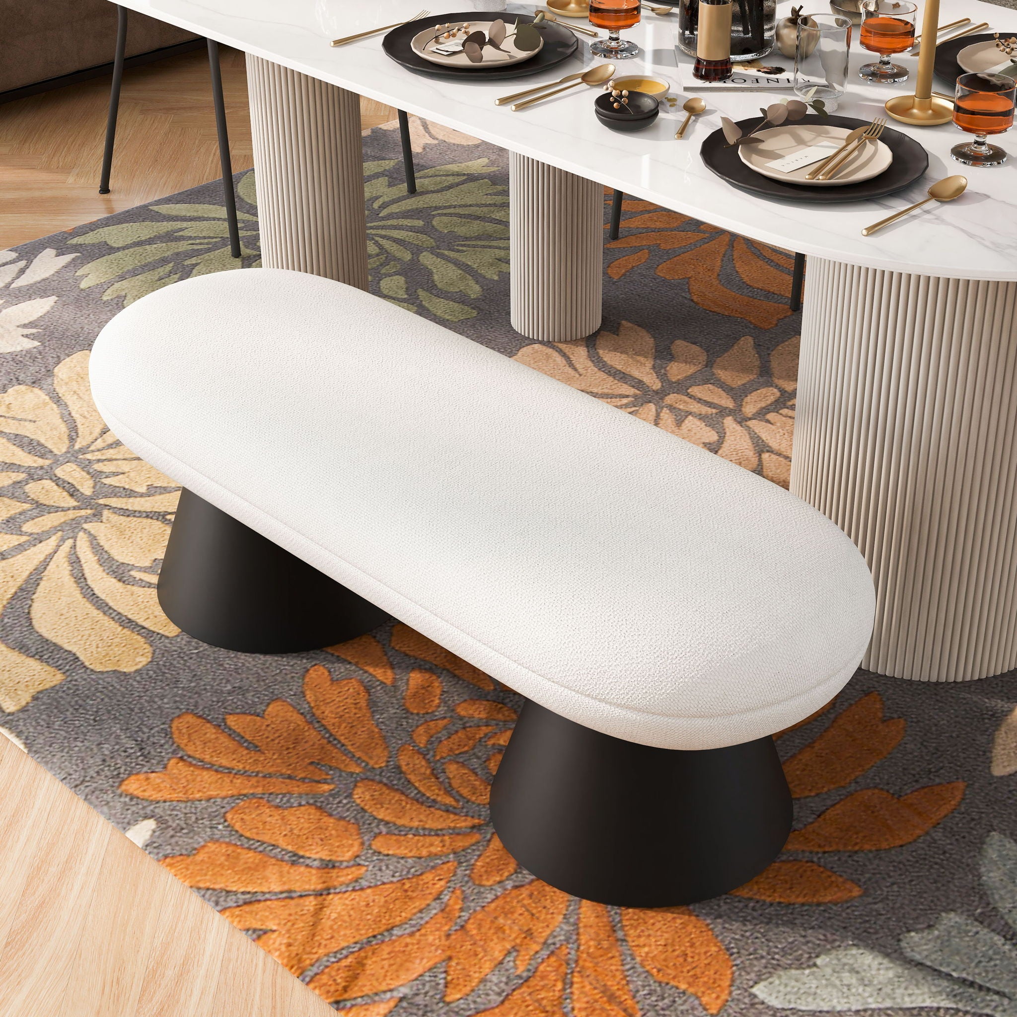 Dining Bench Upholstered For Dining Room - Beige