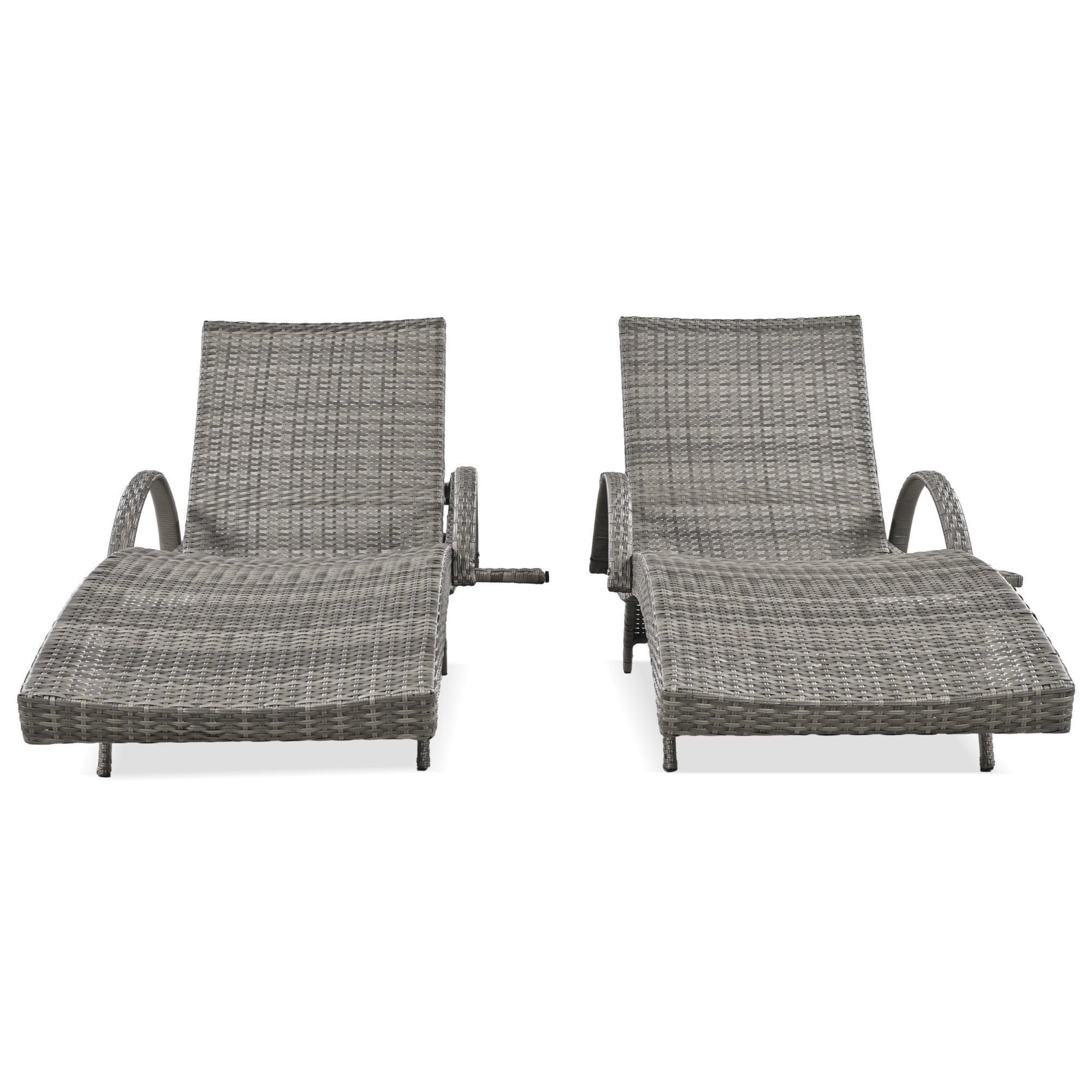 K&K 80" Outdoor Wicker Chaise Lounge Chairs Set of 2