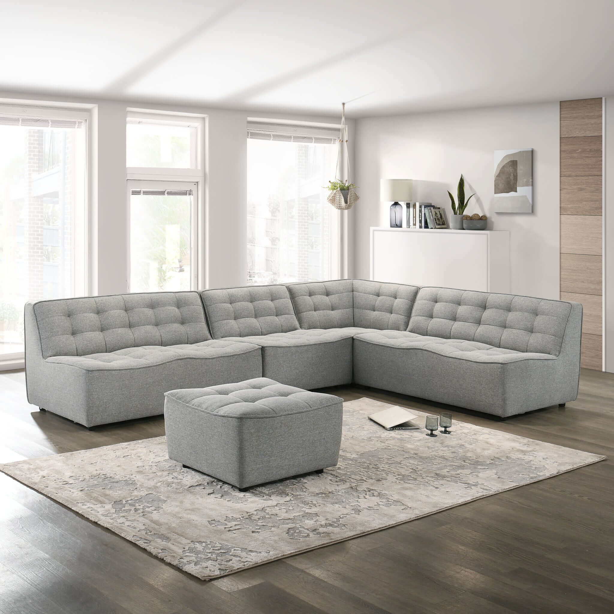 Selen - Corner Sectional Sofa - Light Gray