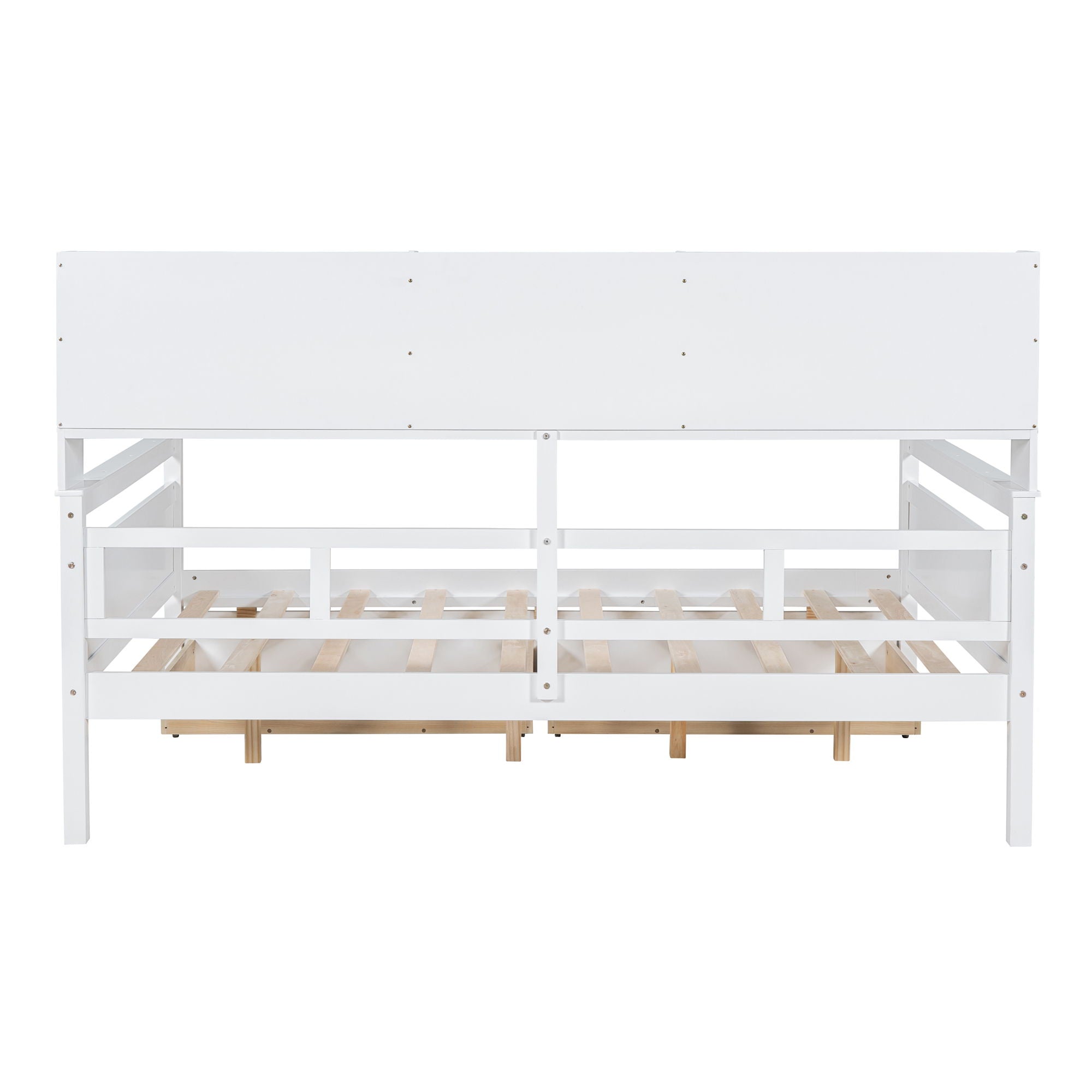 Daybed, Wood Slat Support, With Bedside Shelves And Two Drawers