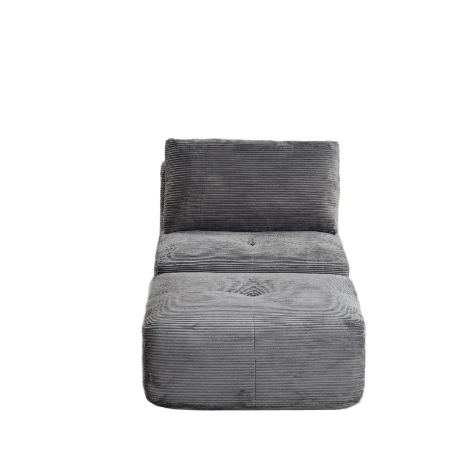 Compressed Sofa, Single Chaise Longue, Movable Ottoman For Living Room - Gray