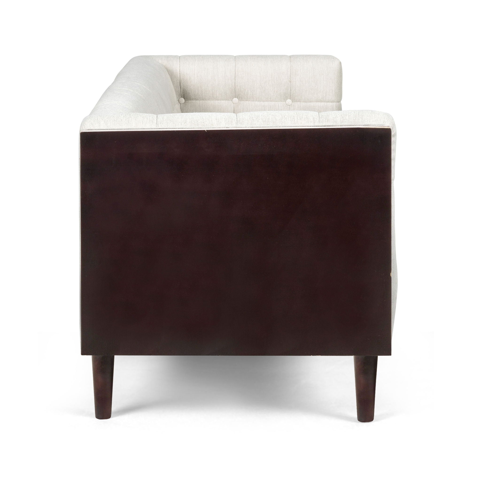 Contemporary 3 Seater Sofa With Button Tufted Waffle Stitching - Beige