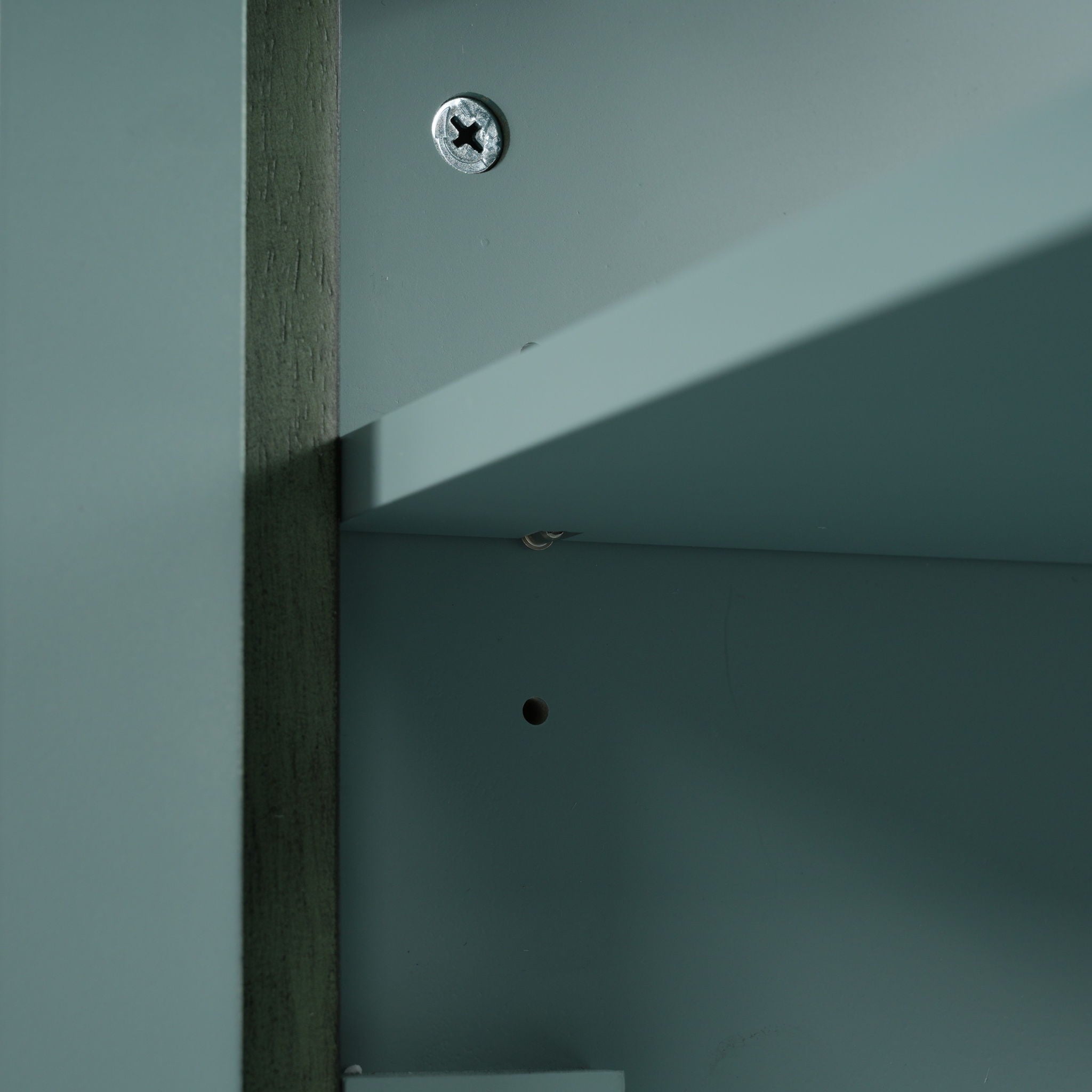 Bathroom Vanity With Rectangle Sink, Tip Out Tray - Antique Blue Green