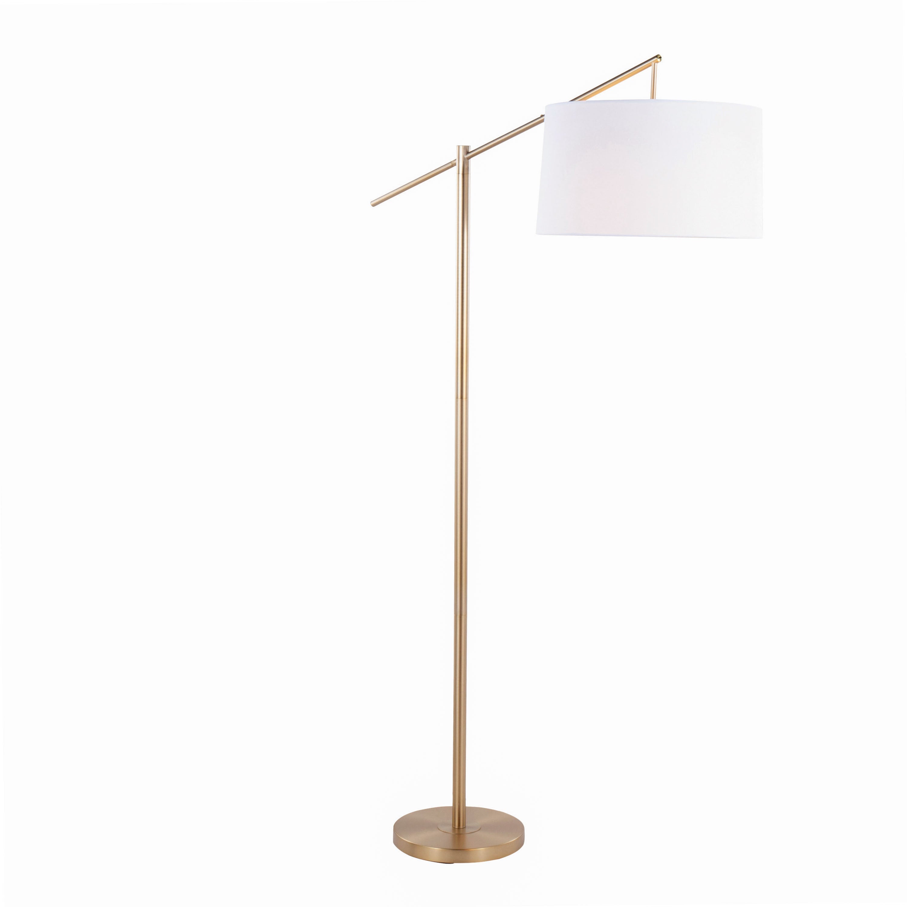 Casper 69' Contemporary Metal Floor Lamp in Gold Metal with Off-White Linen Shade