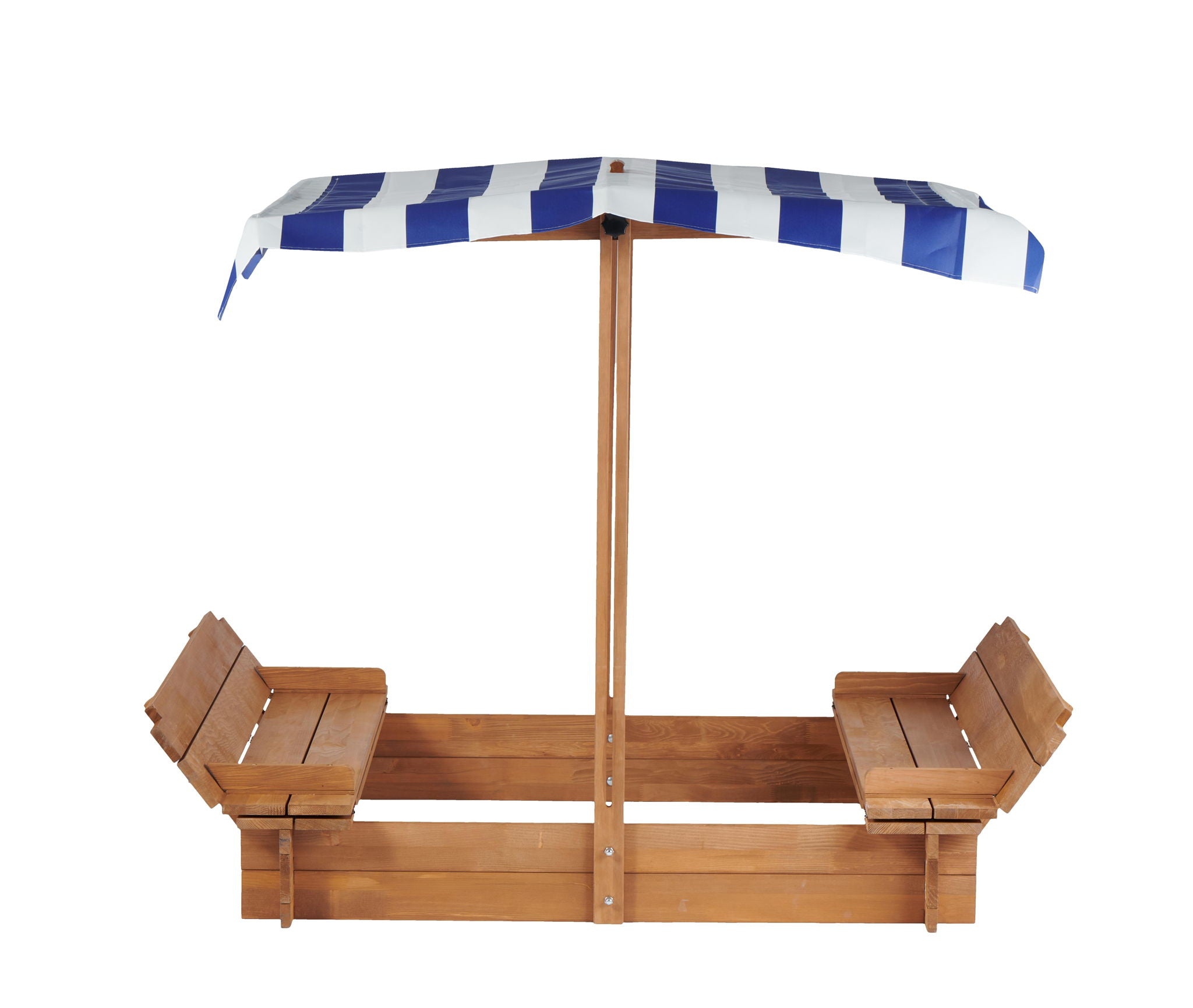 Kids Sandbox With Adjustable Cover, Sand Box With 2 Foldable Bench Seats, Outdoor Sandpit For Backyard Play - Light Brown