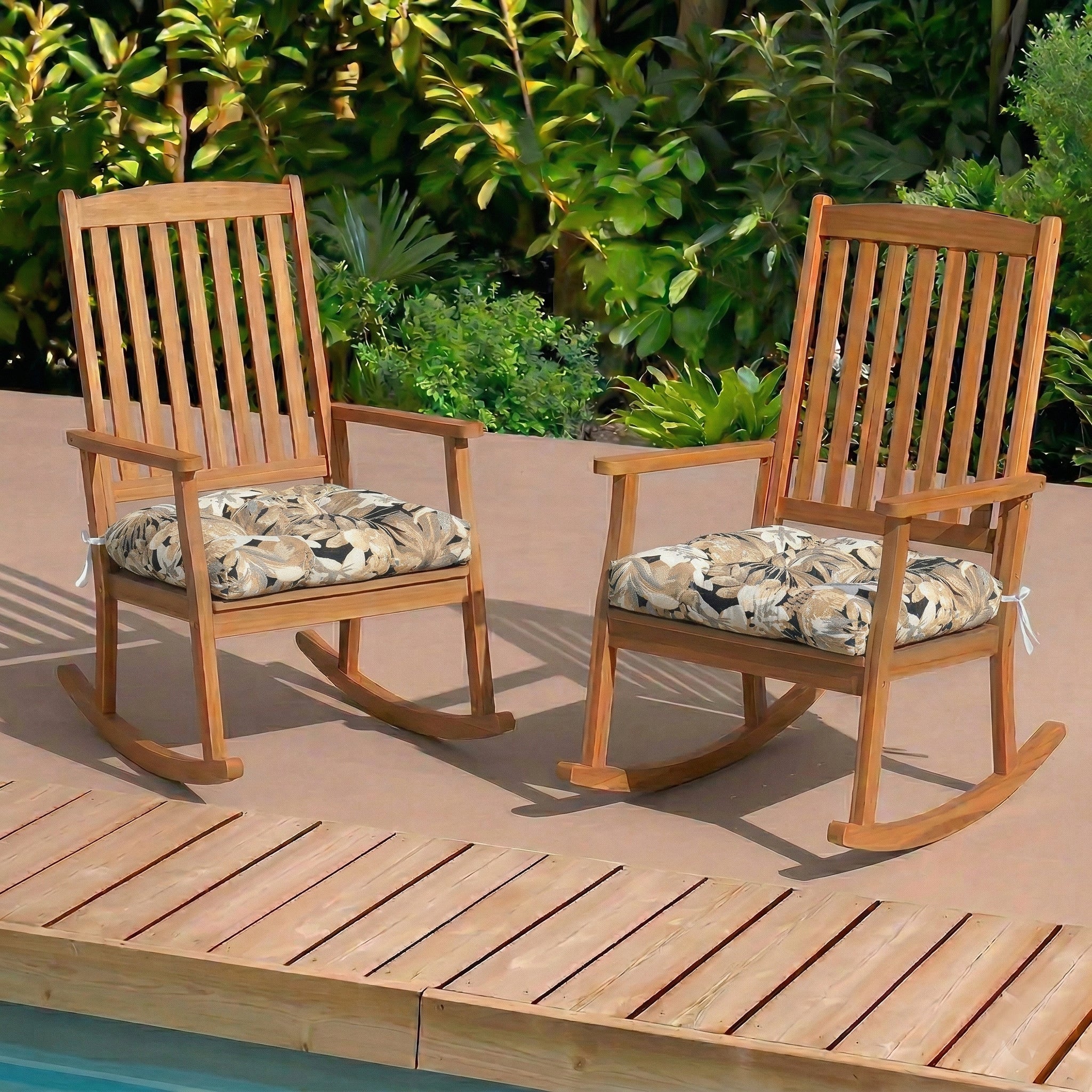 Outdoor Chair Cushions Set of 2, 19 x 19 x 4 Inch Tufted Seat Cushions